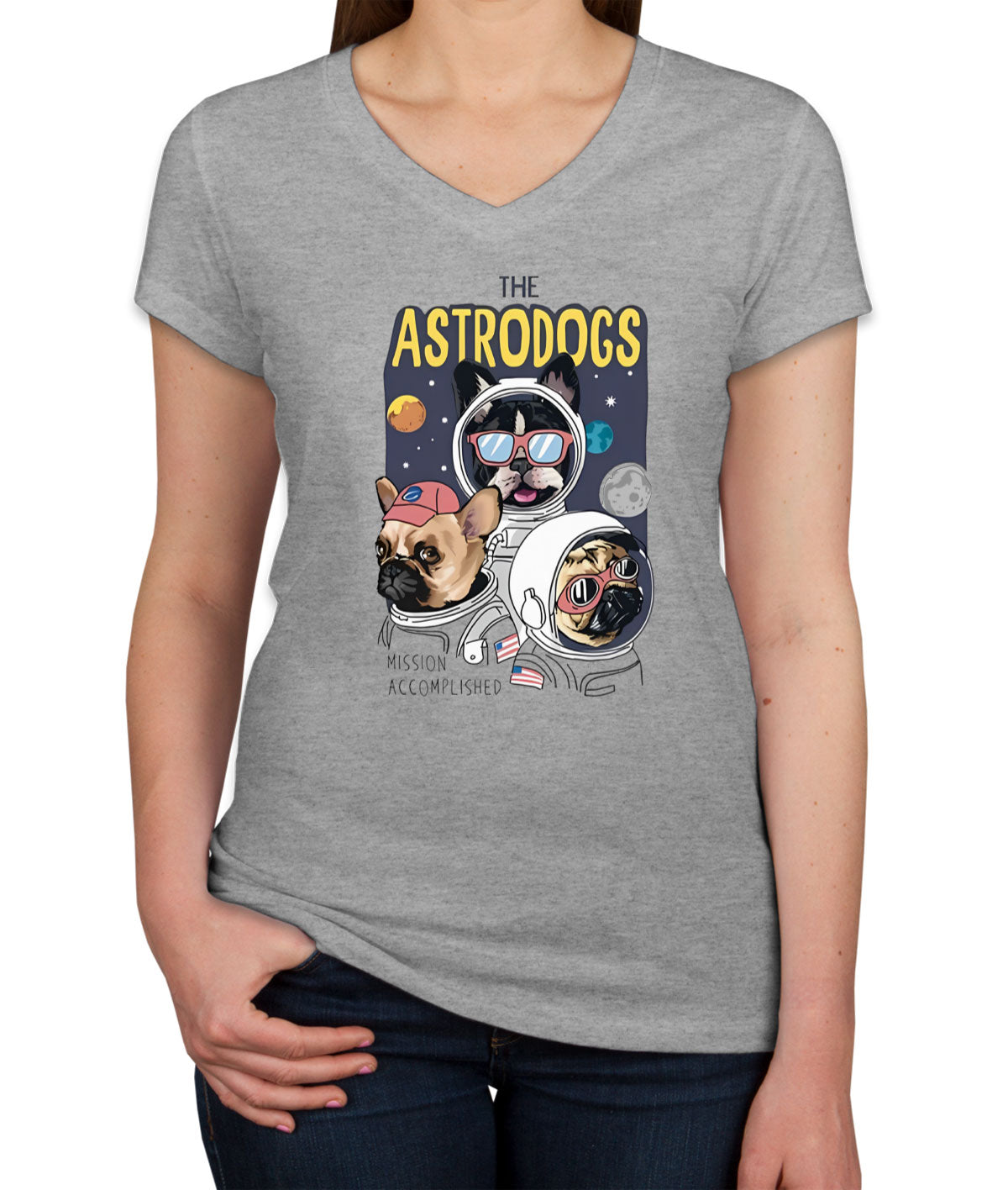 The Astrodogs Women's V Neck T-shirt