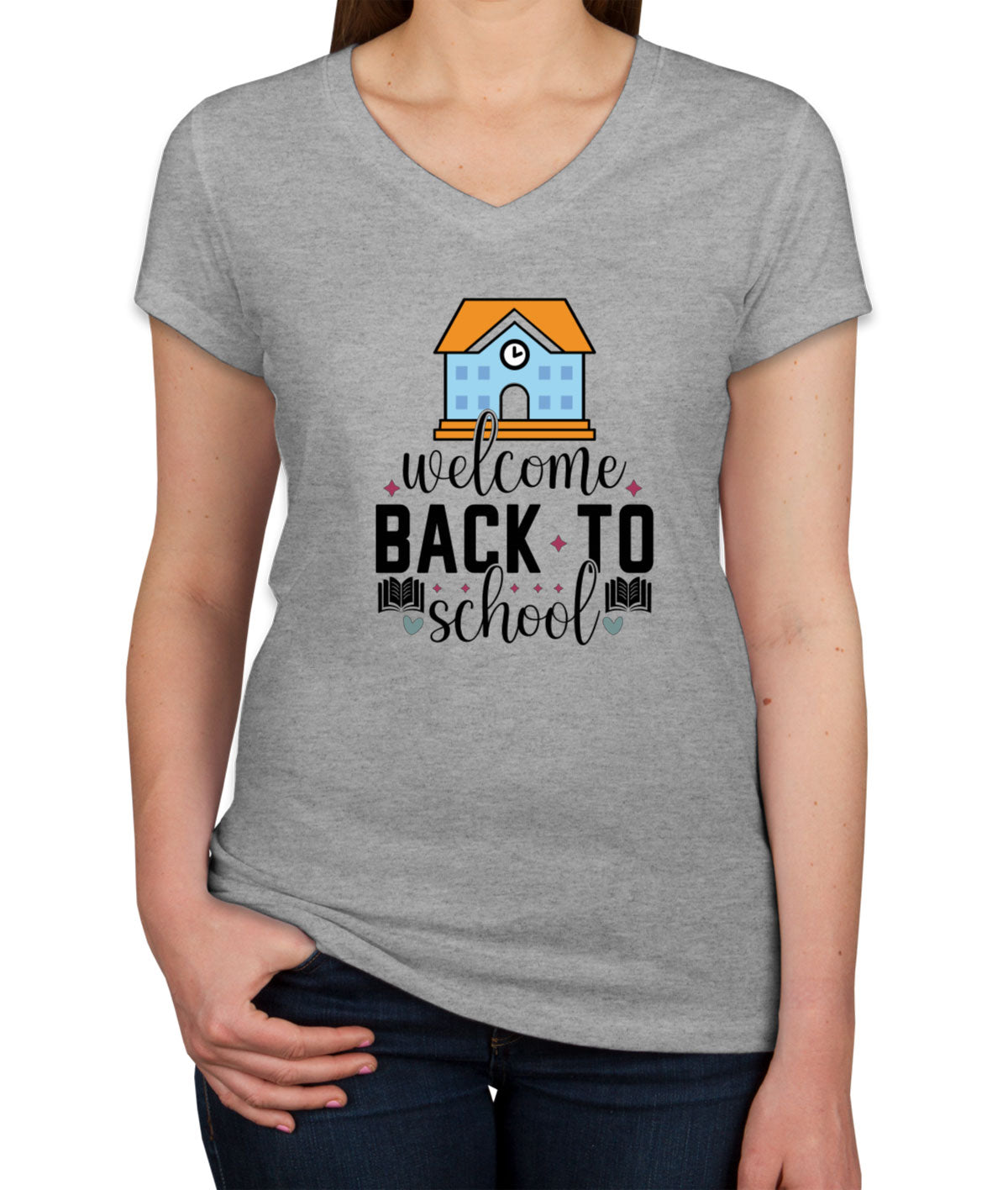 Welcome Back To School Women's V Neck T-shirt