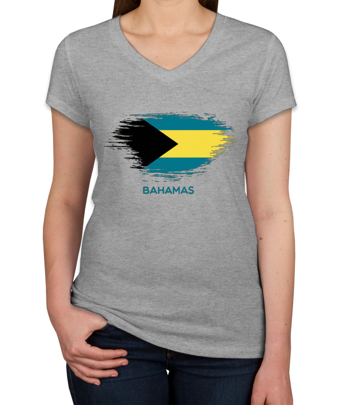 Bahamas Flag Women's V Neck T-shirt