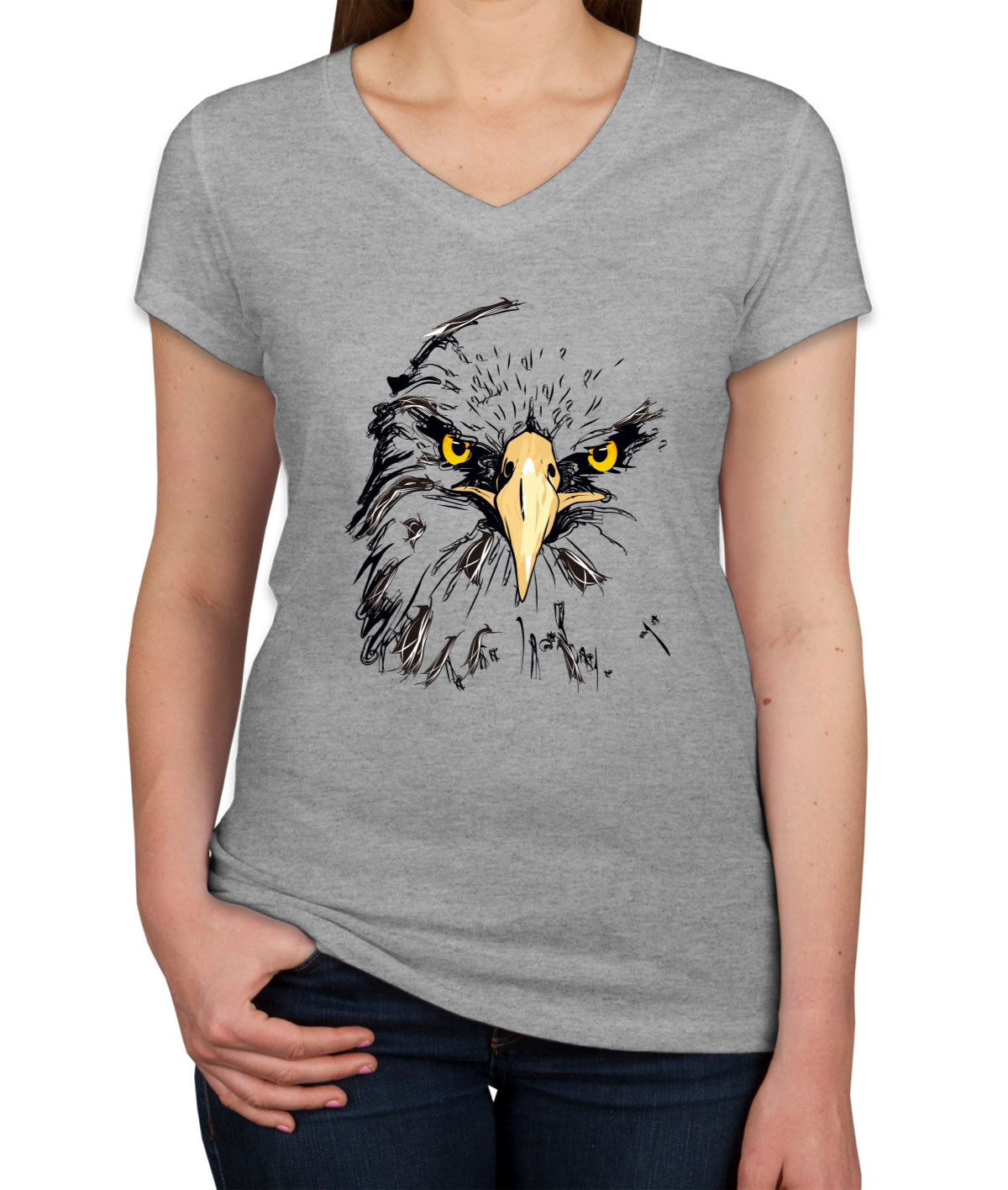 American Bald Eagle Patriotic Women's V Neck T-shirt