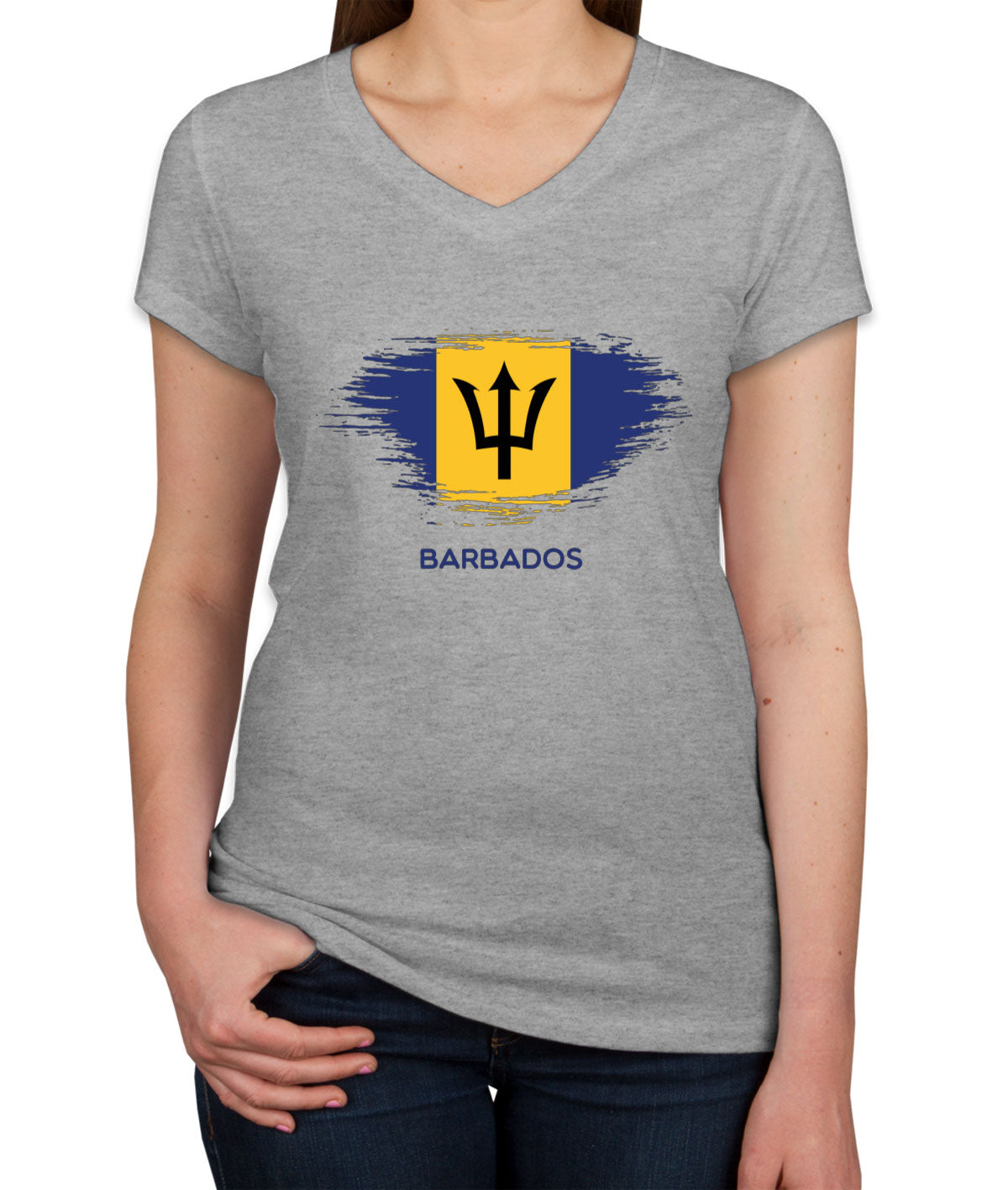 Barbados Flag Women's V Neck T-shirt