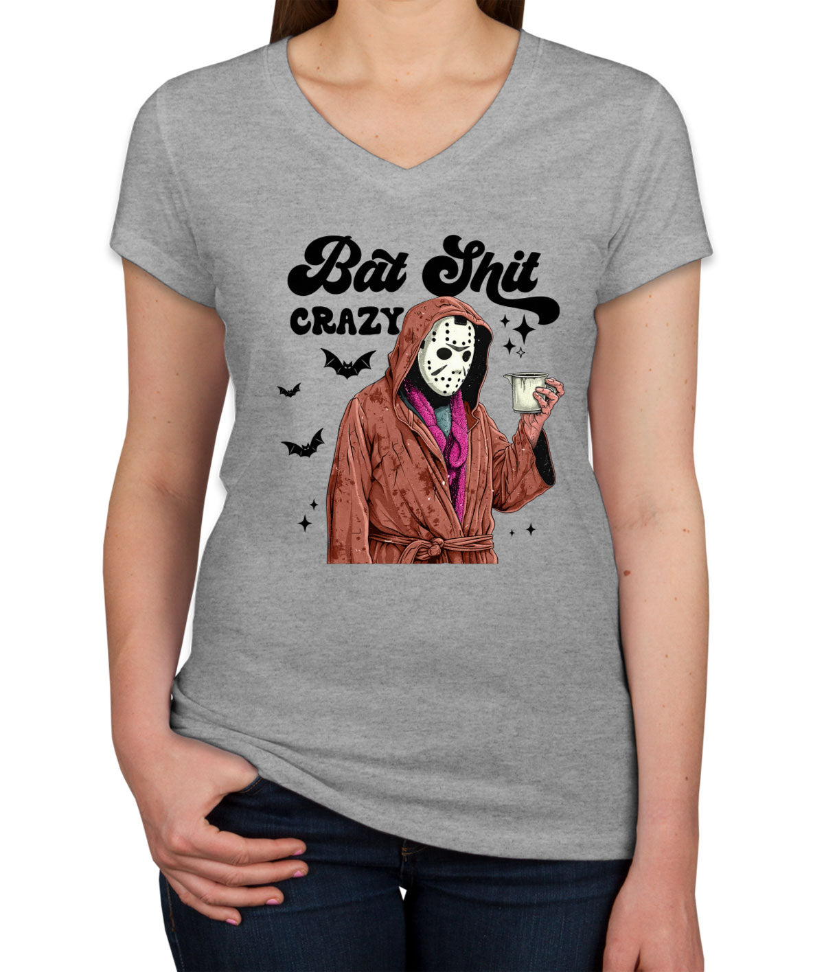 Bat Shit Crazy Jason Halloween Women's V Neck T-shirt