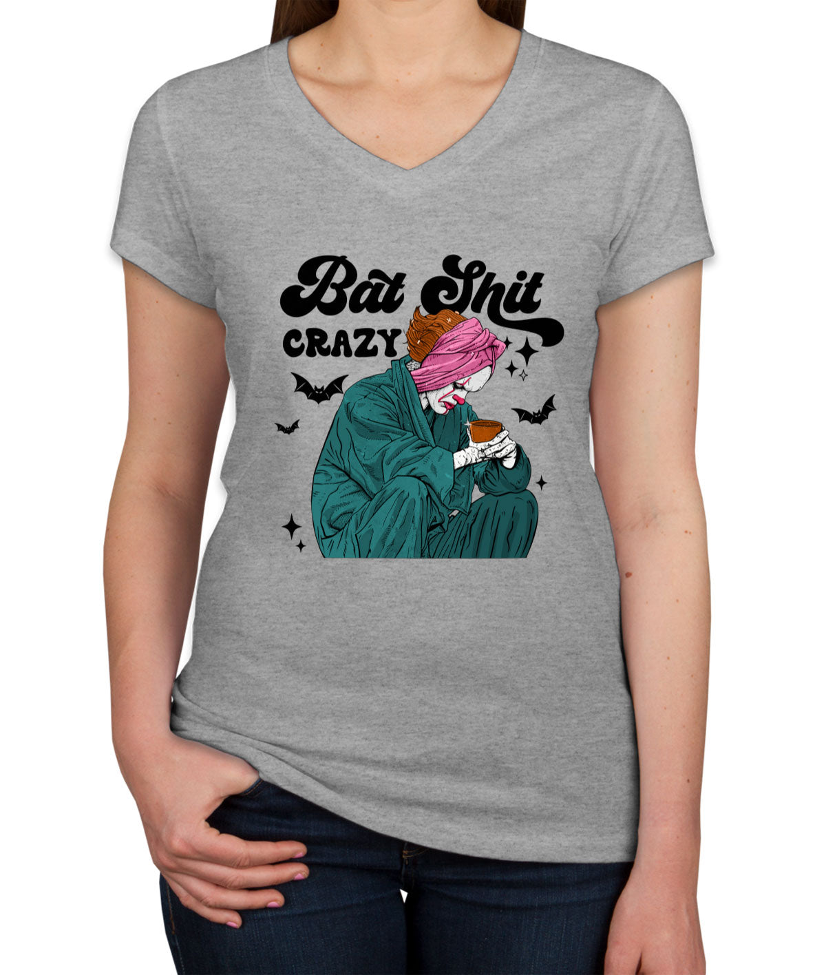 Bat Shit Crazy Pennywise Halloween Women's V Neck T-shirt