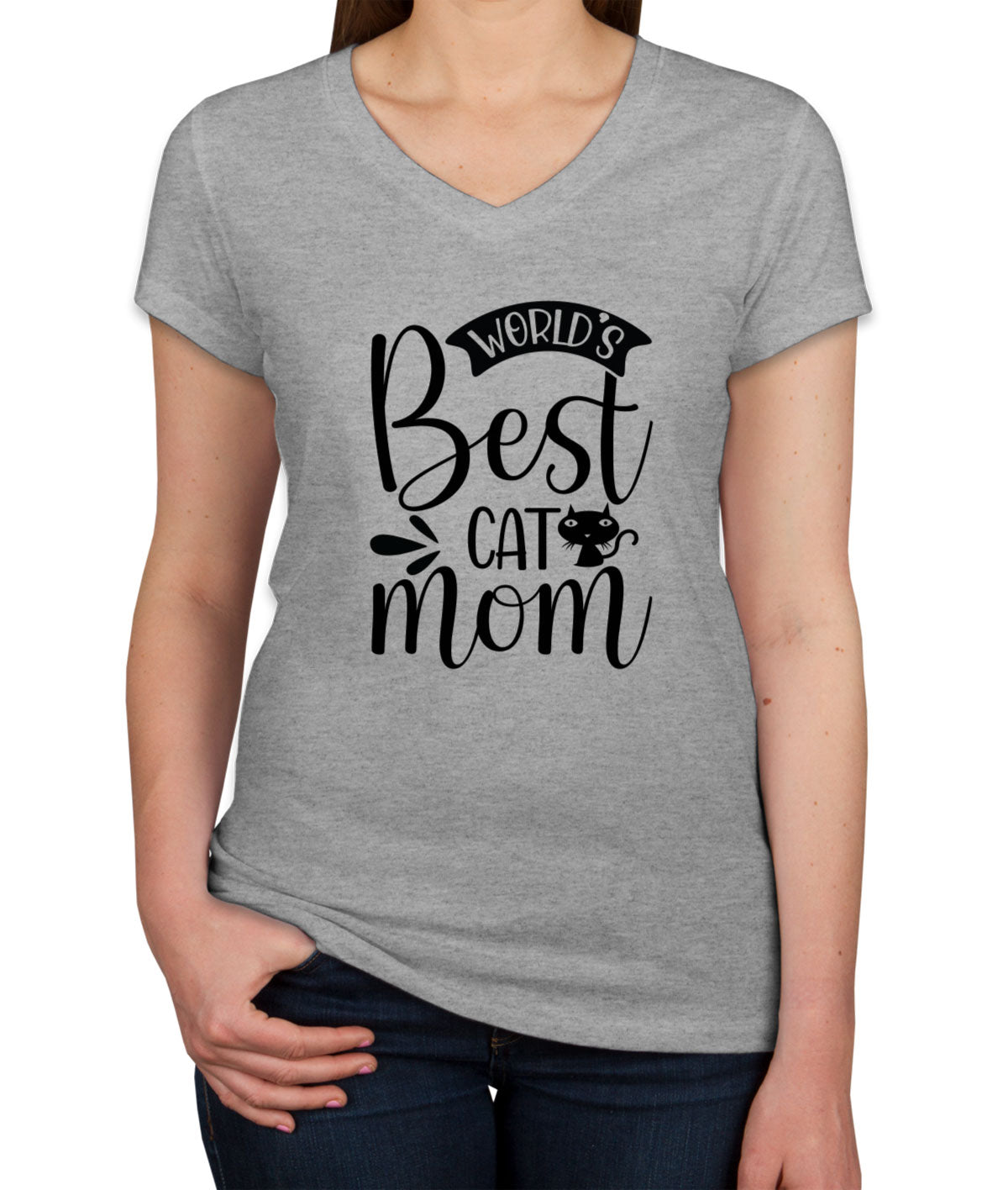 World's Best Cat Mom Women's V Neck T-shirt