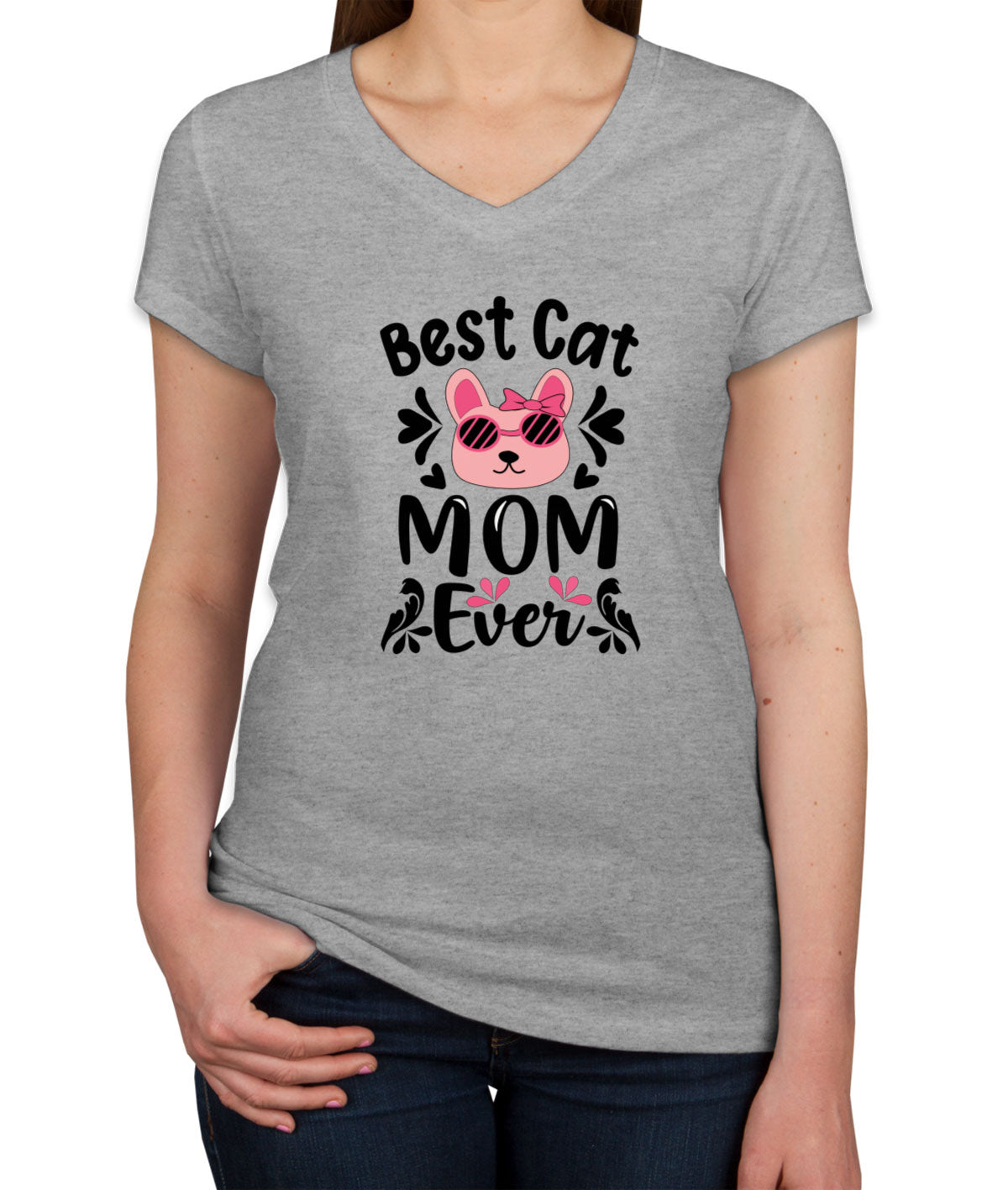 Best Cat Mom Ever Women's V Neck T-shirt