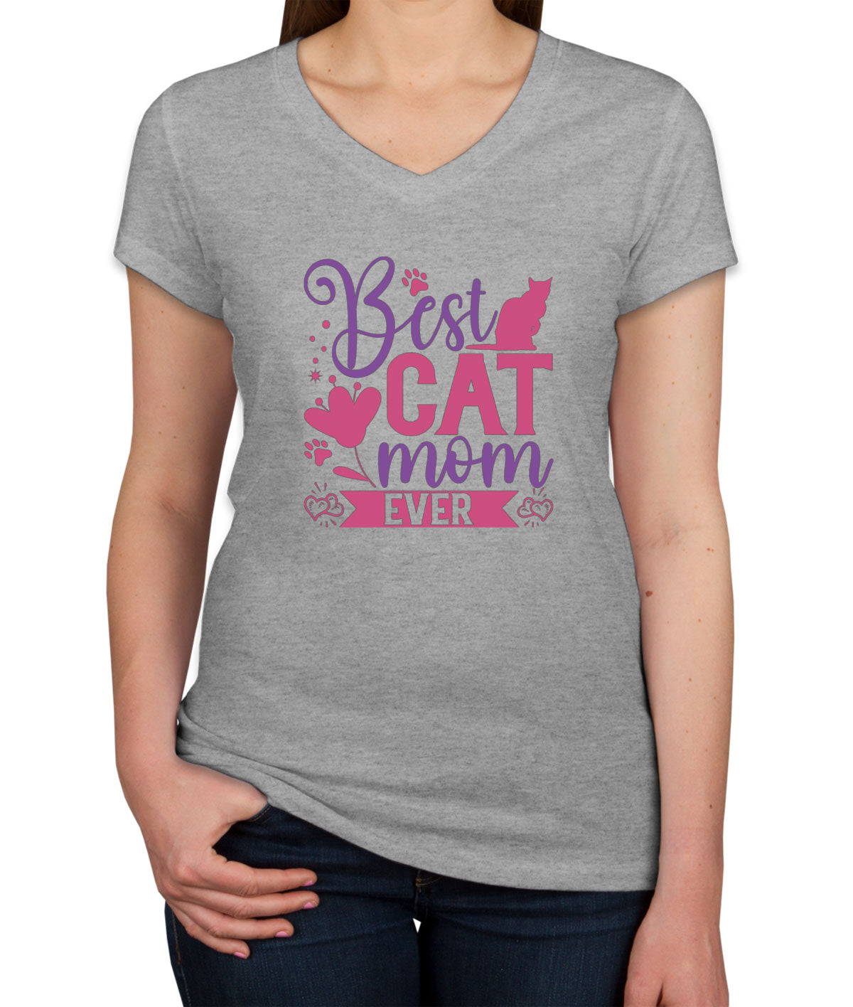 Best Cat Mom Ever Women's V Neck T-shirt
