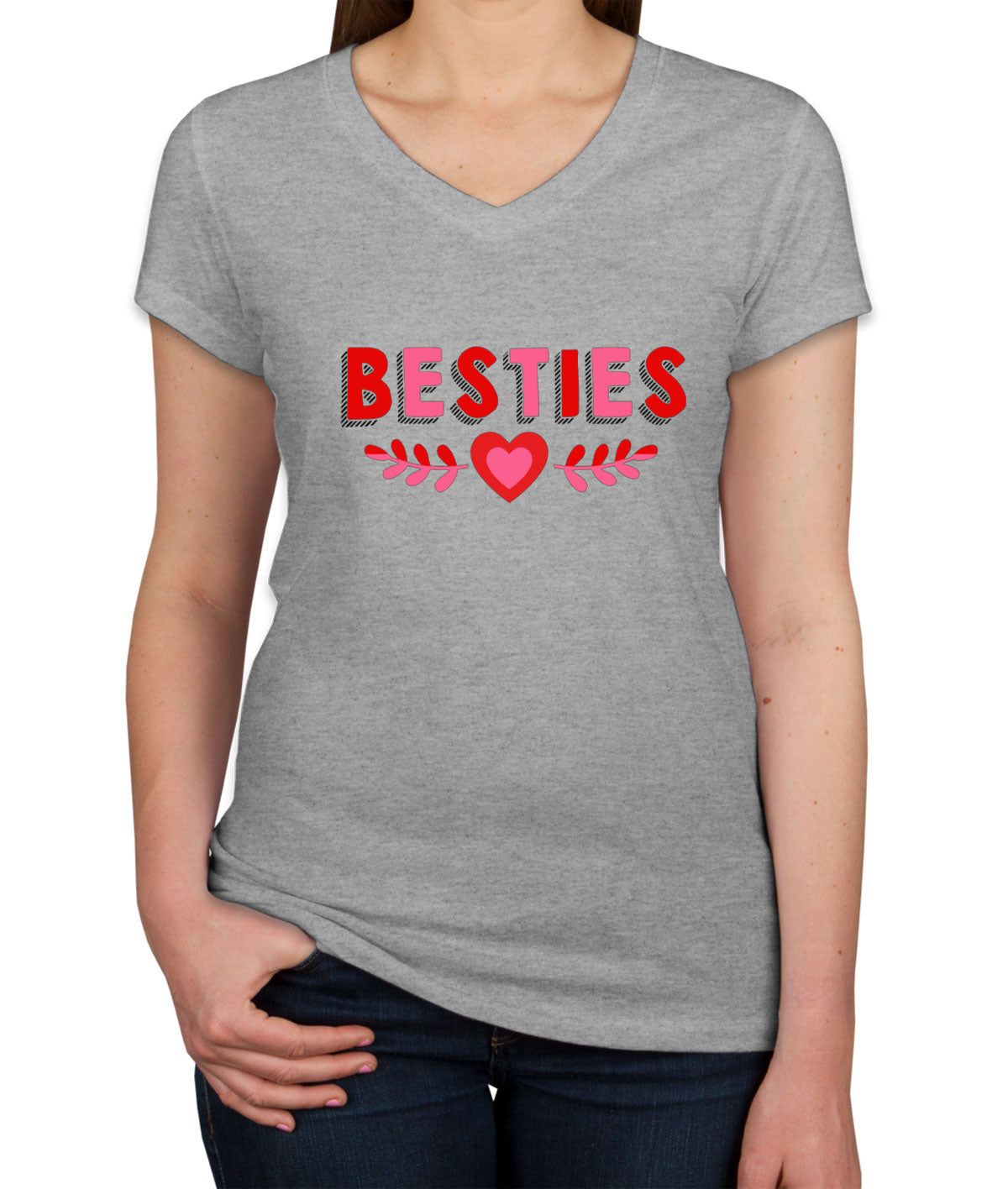 Besties Valentine's Day Women's V Neck T-shirt