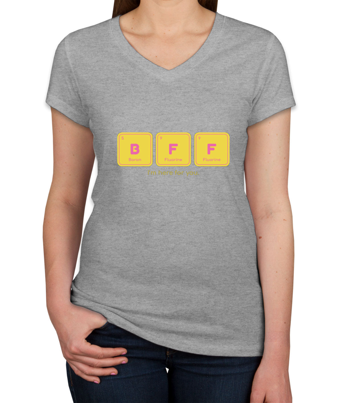 BFF Best Friends Forever Funny Periodic Table Women's V Neck T-shirt