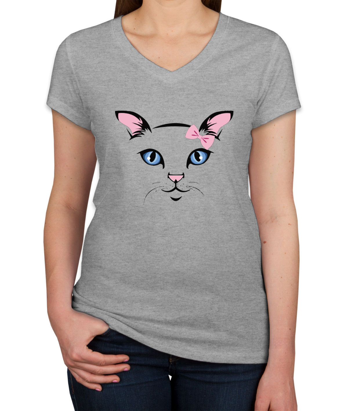 Blue Eyes Cat Women's V Neck T-shirt