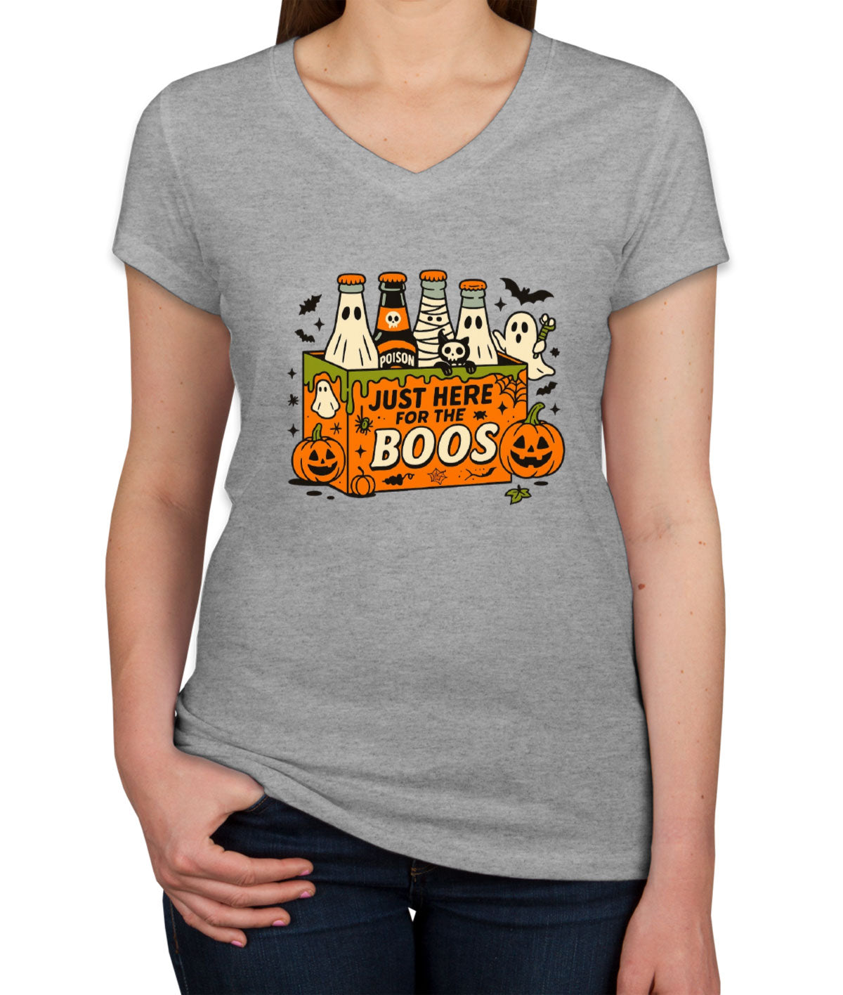 Just Here For The Boos Halloween Women's V Neck T-shirt