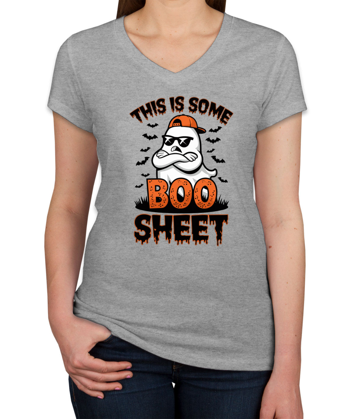 This Is Some Boo Sheet Halloween Women's V Neck T-shirt