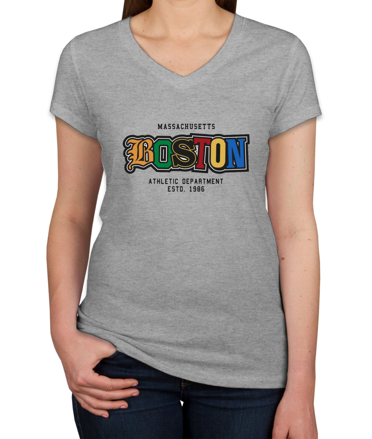 Boston Massachusetts Women's V Neck T-shirt