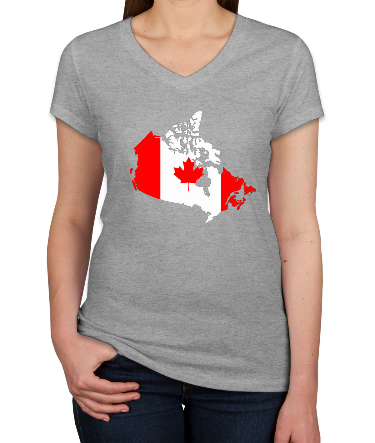 Canada Map Canada Flag Women's V Neck T-shirt