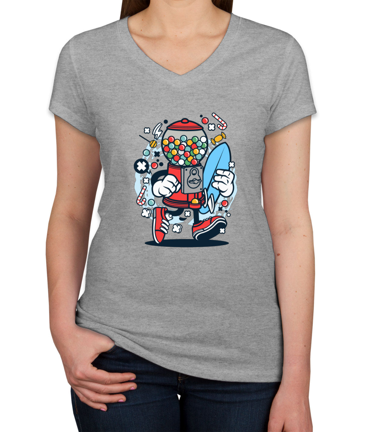 Candy Machine Surfer Women's V Neck T-shirt