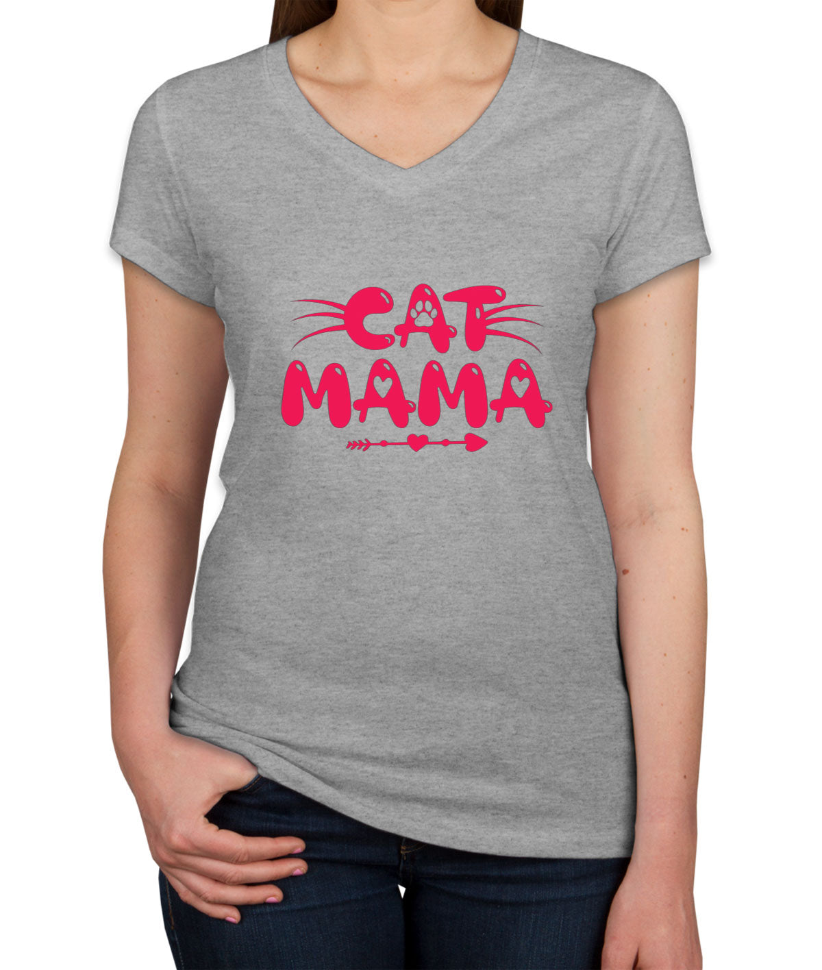 Cat Mama Women's V Neck T-shirt
