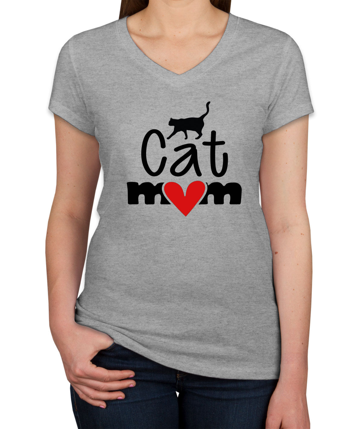 Cat Mom Women's V Neck T-shirt