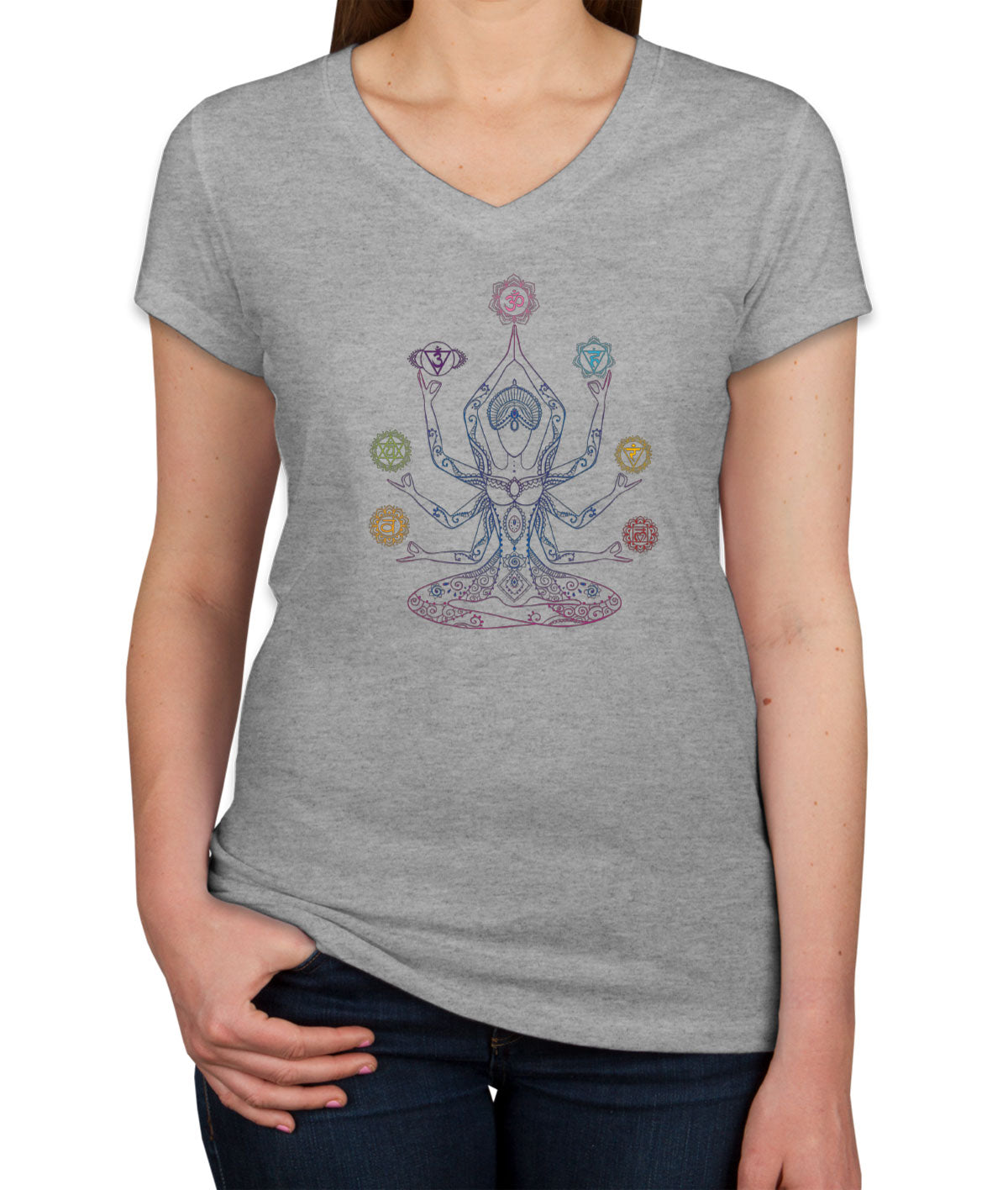 Meditation Chakra Yoga Reiki Women's V Neck T-shirt