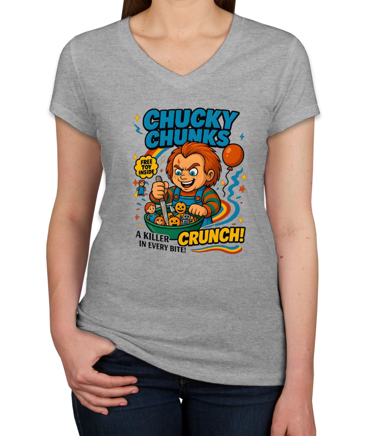 Chucky Chuncks Halloween Women's V Neck T-shirt