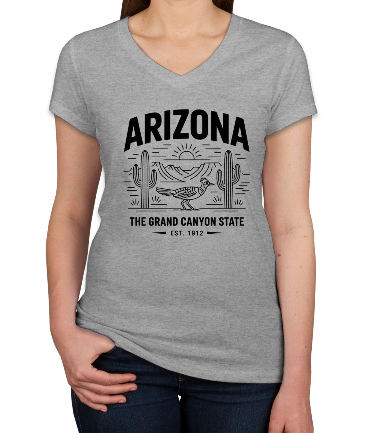 Arizona Cityscape Illustration The Grand Canyon State Women's V Neck T-shirt