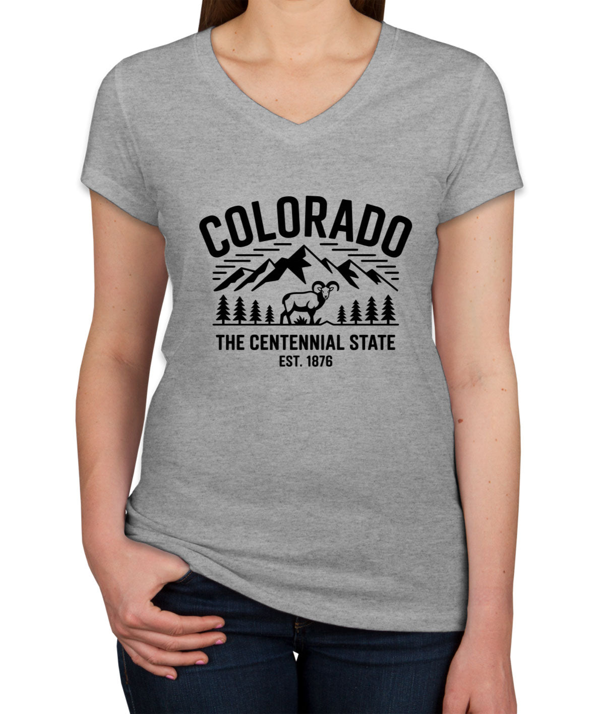 Colorado Cityscape Illustration The Centennial State Women's V Neck T-shirt