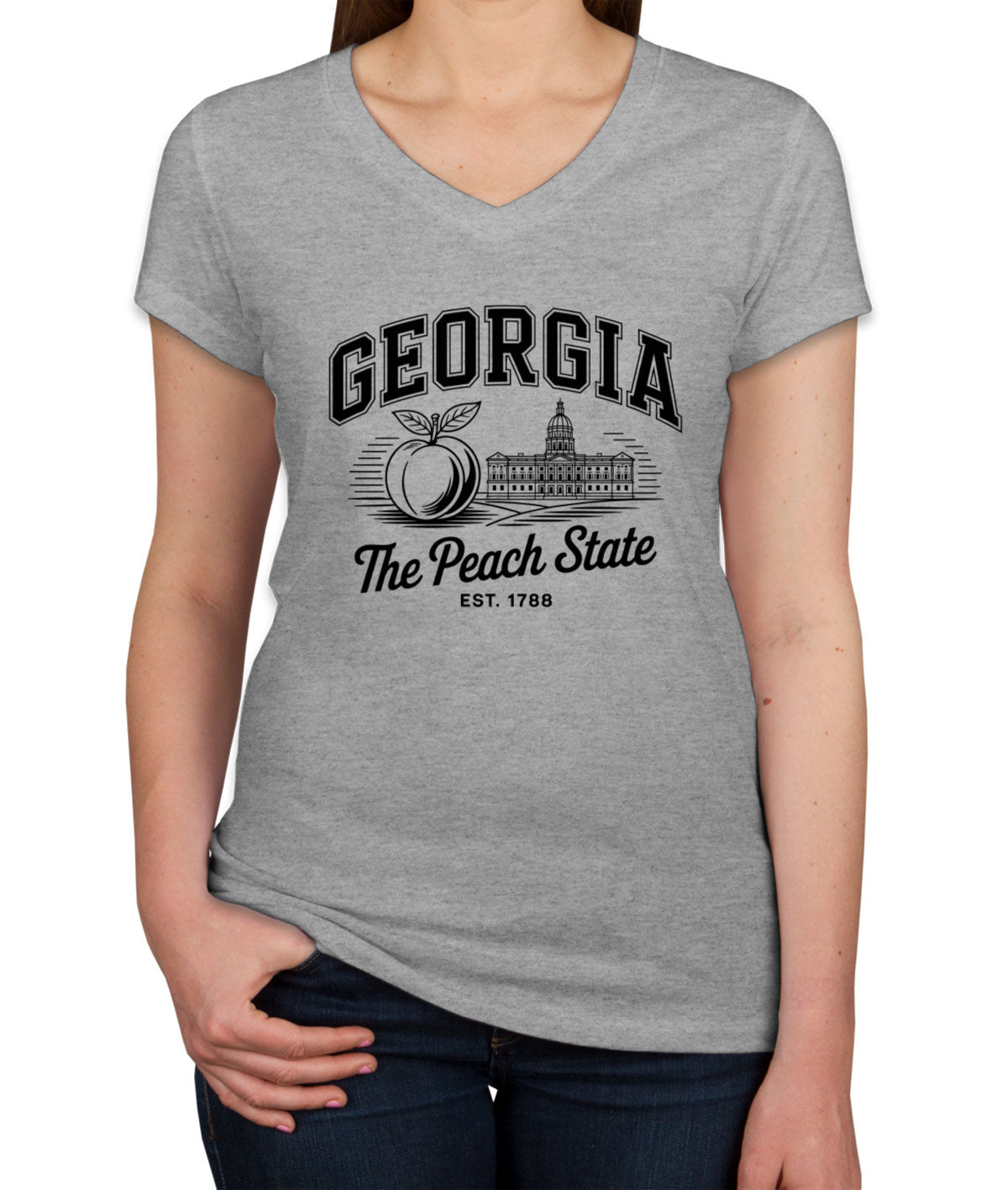 Georgia Cityscape Illustration The Peach State Women's V Neck T-shirt