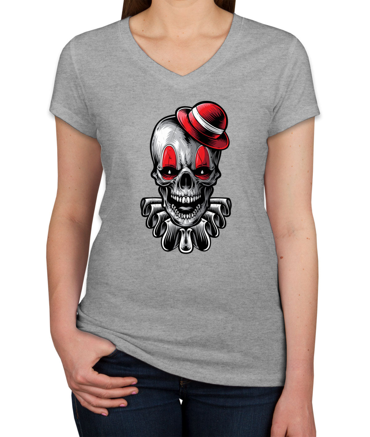 Clown Skull Women's V Neck T-shirt