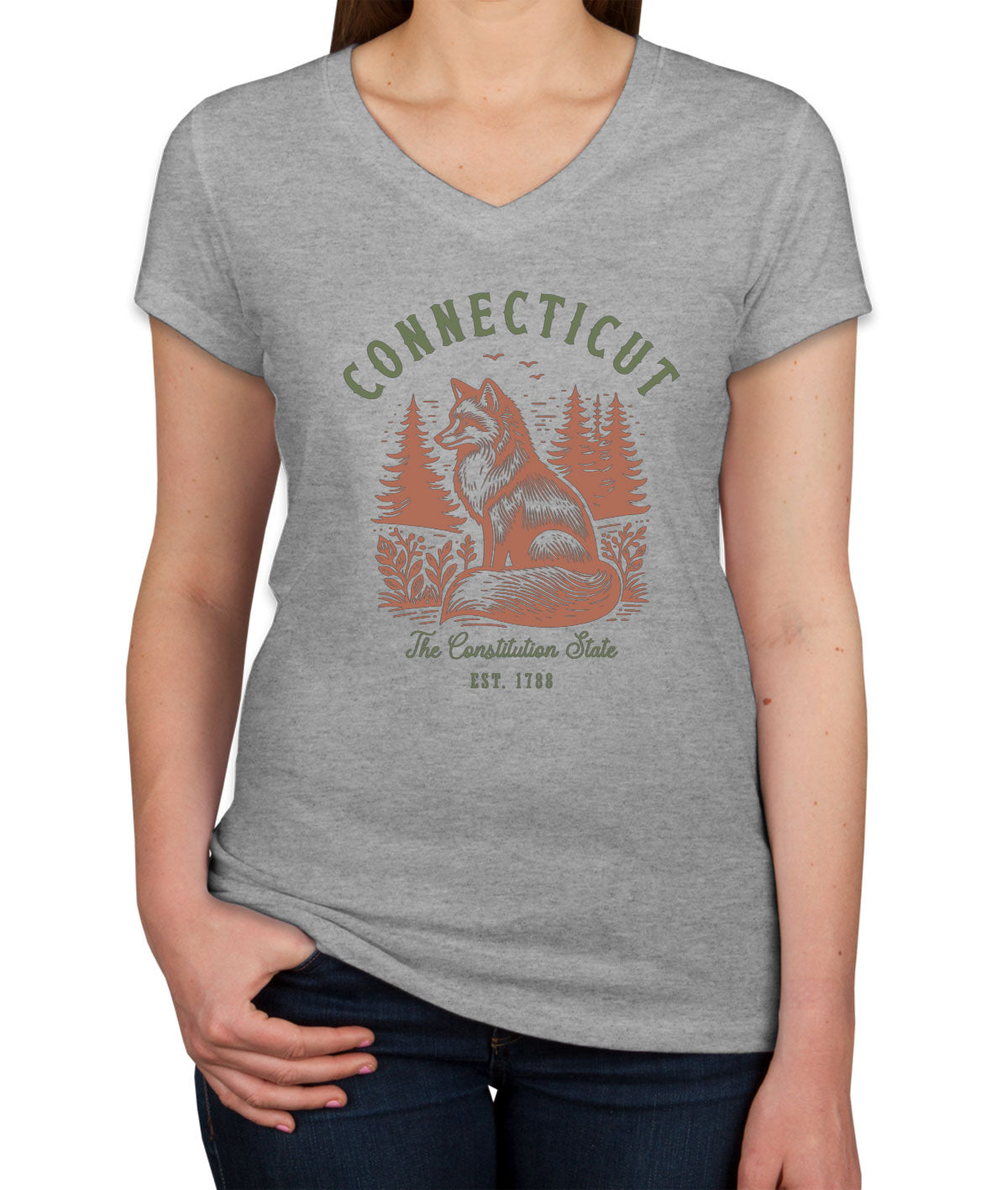 Connecticut State Vintage Women's V Neck T-shirt
