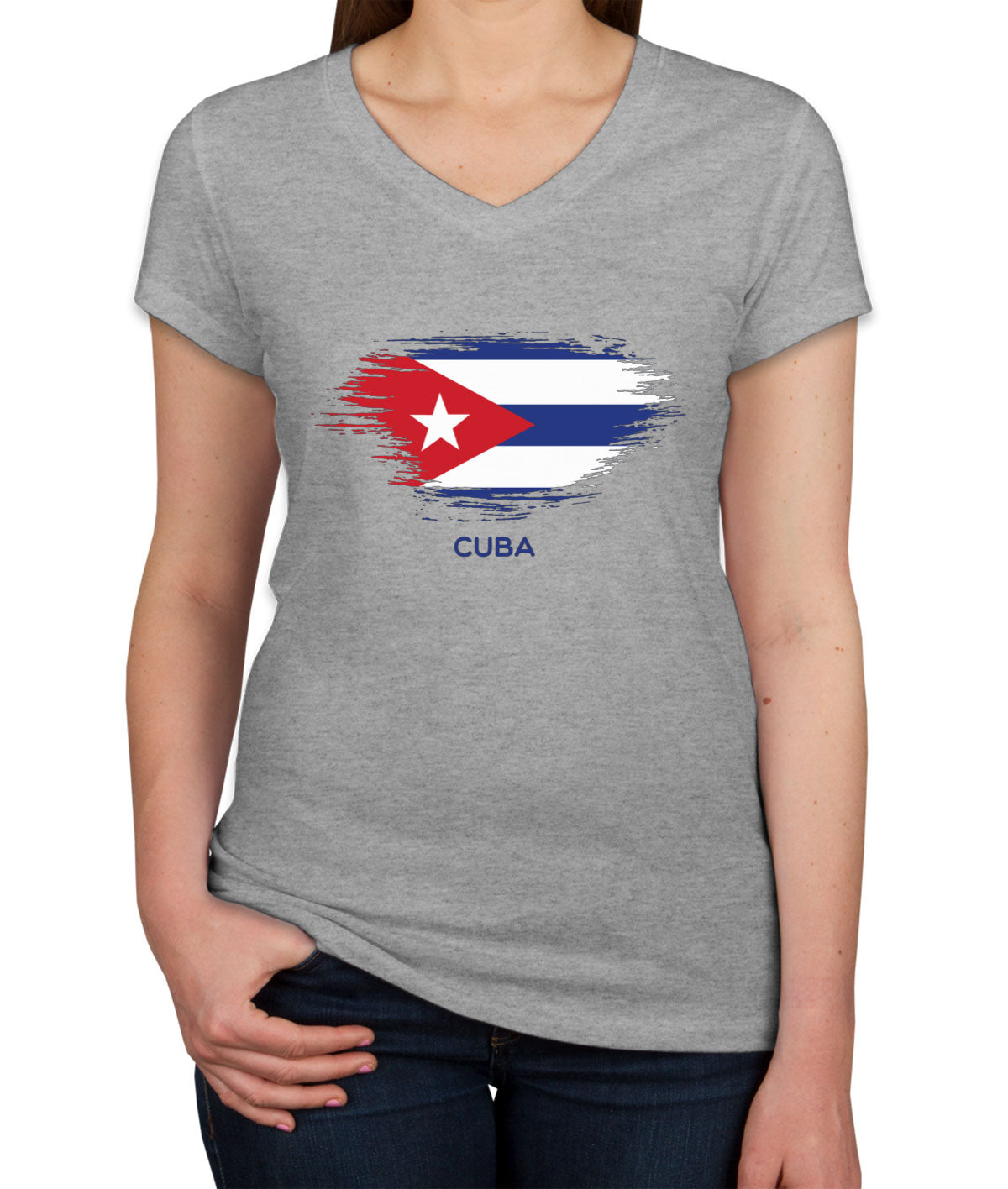 Cuba Flag Women's V Neck T-shirt