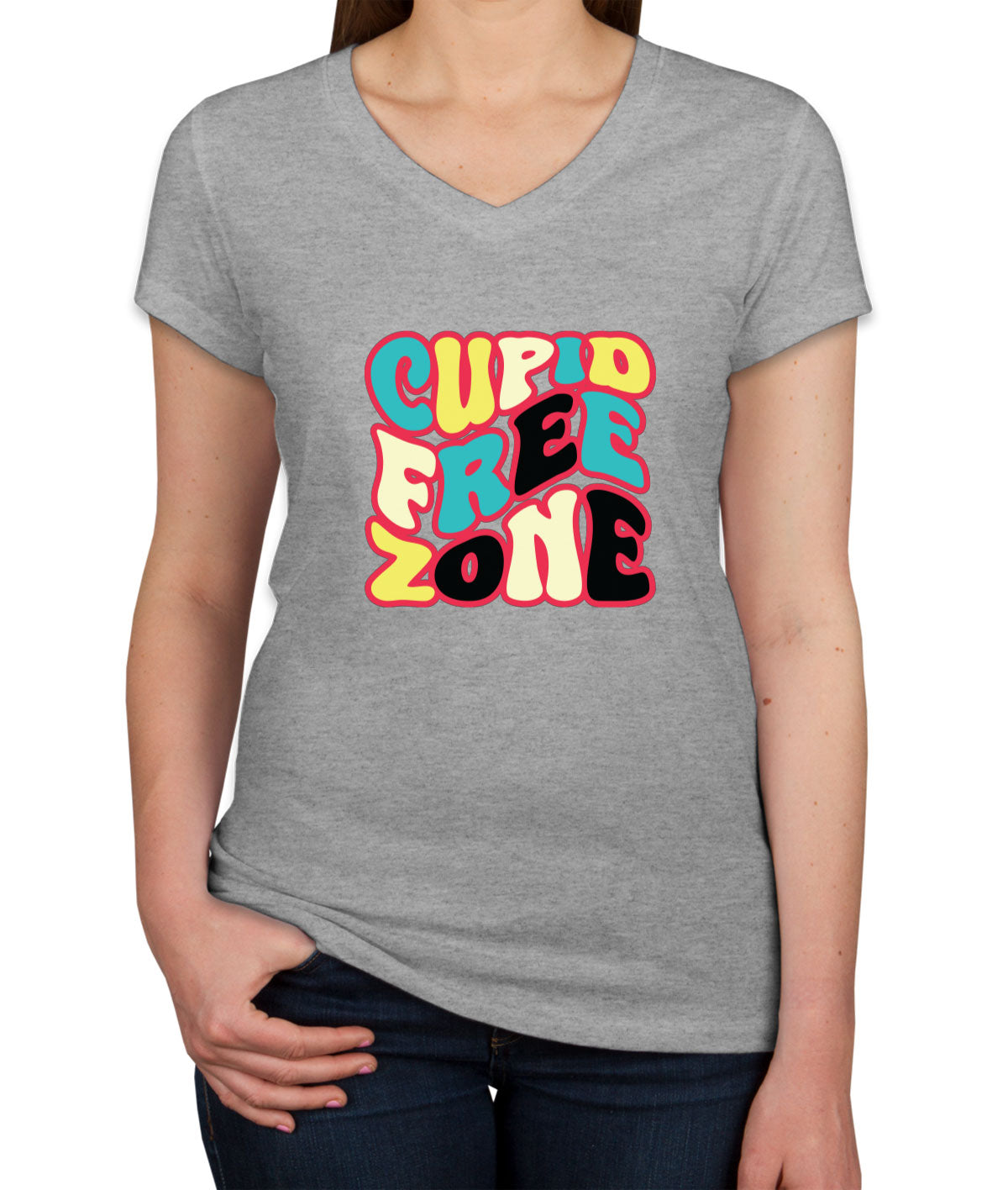 Cupid Free Zone Women's V Neck T-shirt