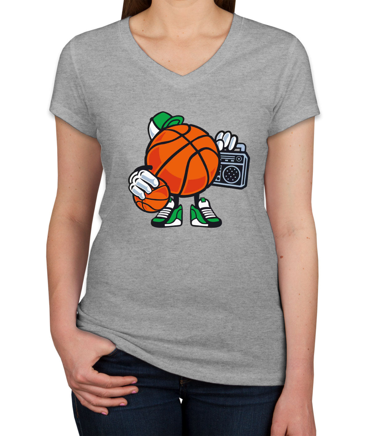 Cute Basketball Women's V Neck T-shirt