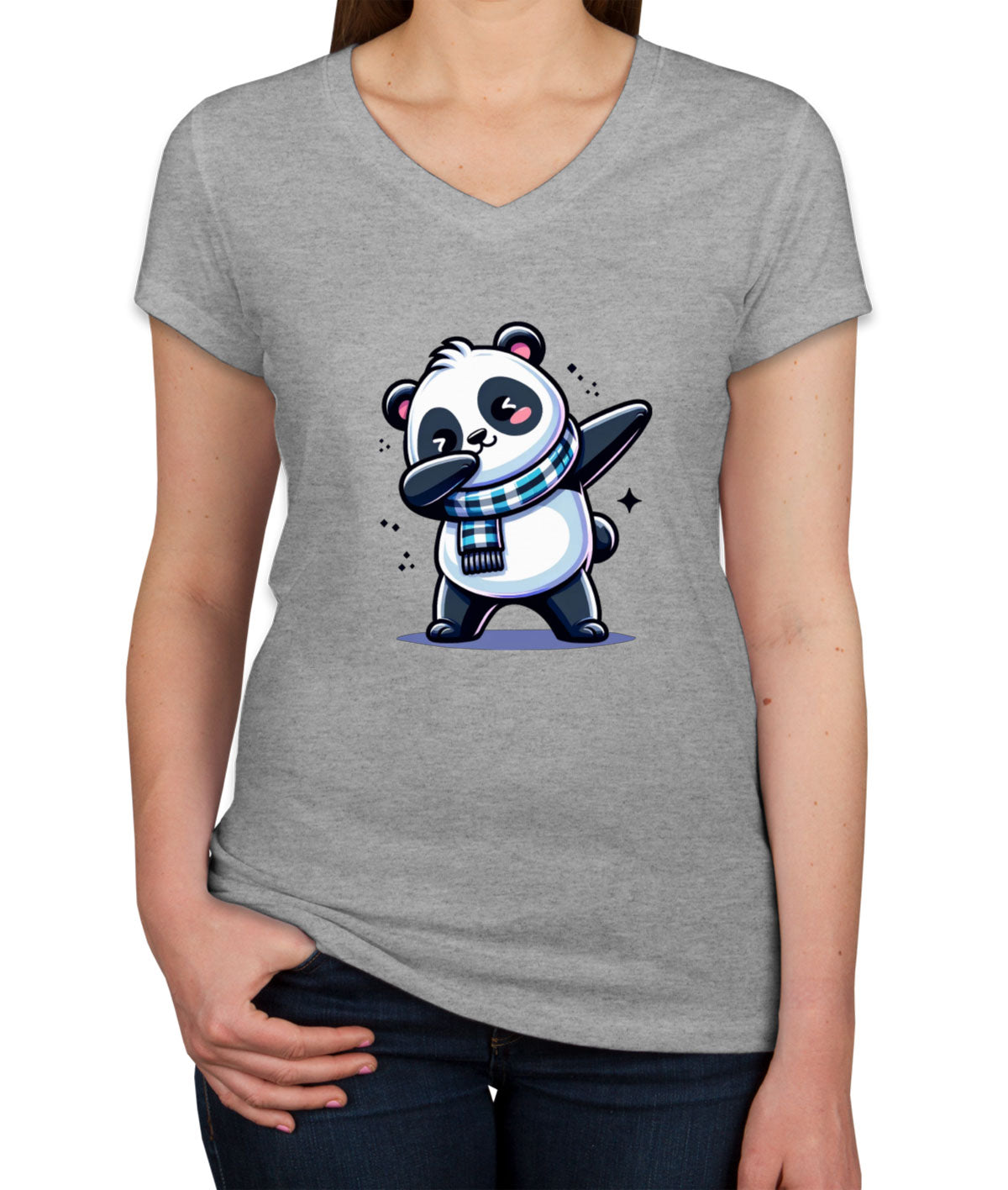 Dabbing Panda Women's V Neck T-shirt