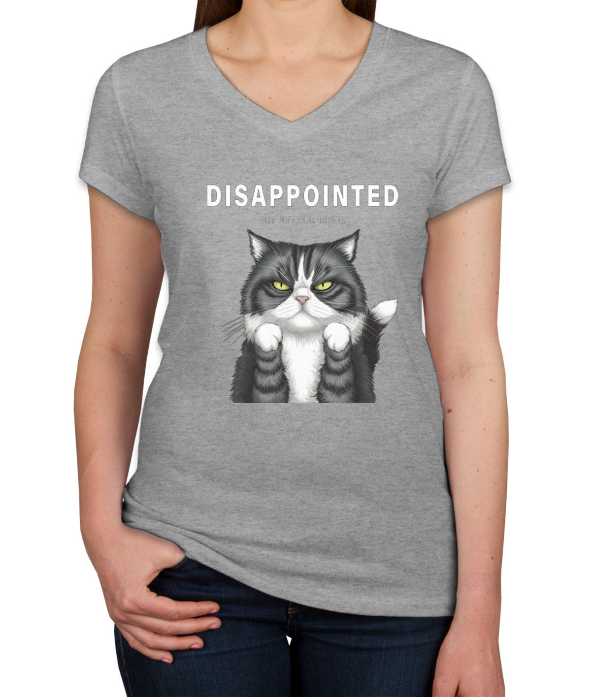 Disappointed Cat Women's V Neck T-shirt