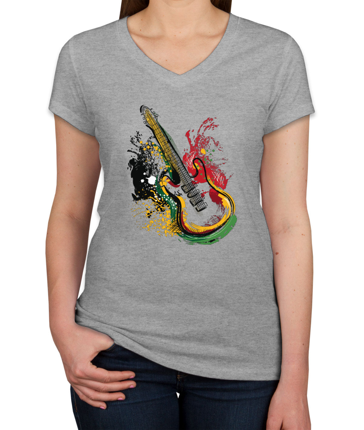 Electric Guitar Women's V Neck T-shirt