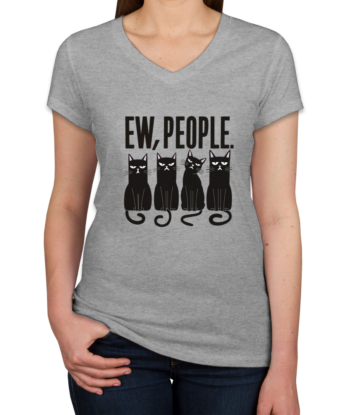 Ew, People Black Cats Women's V Neck T-shirt