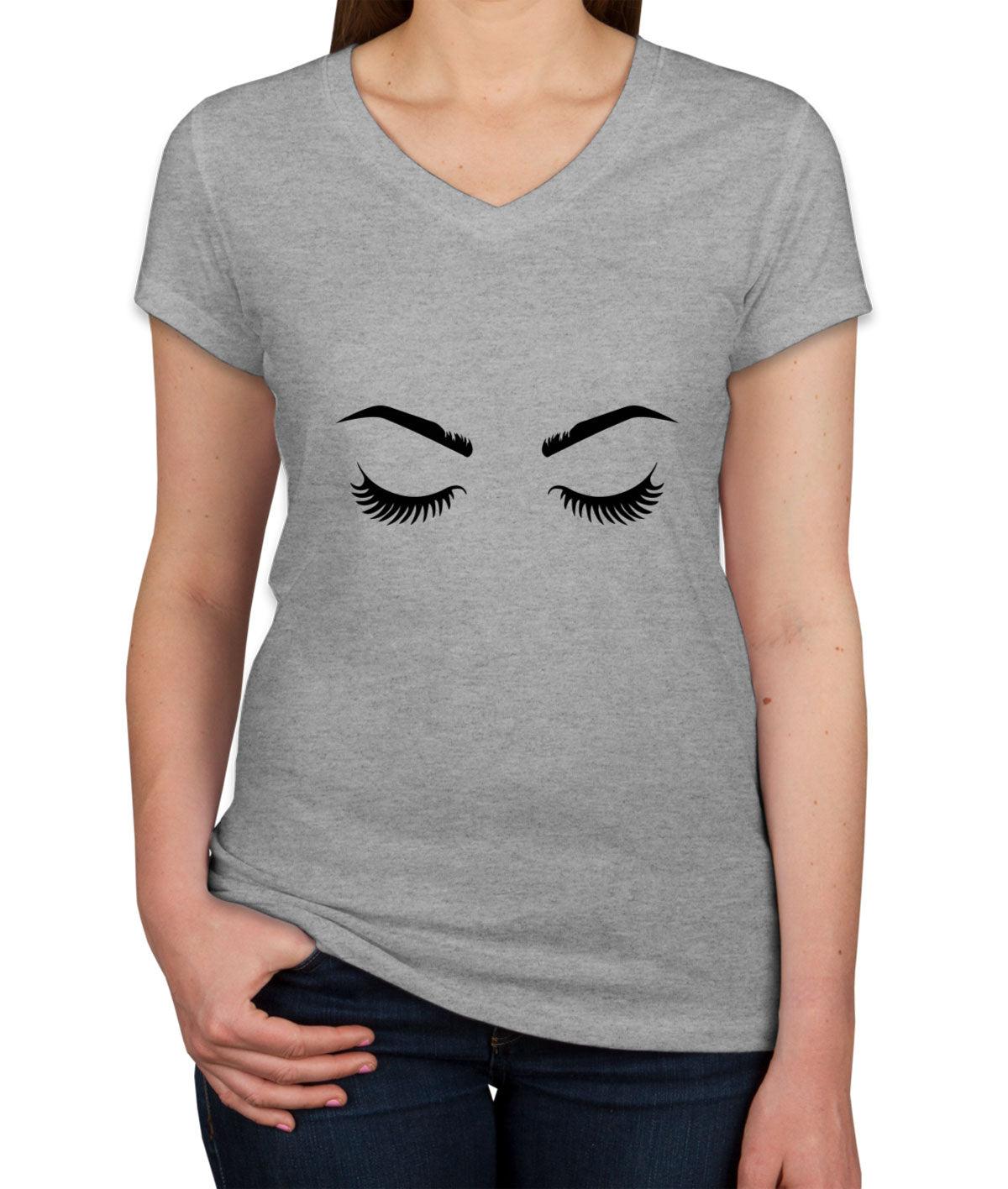 Eyelashes Women's V Neck T-shirt