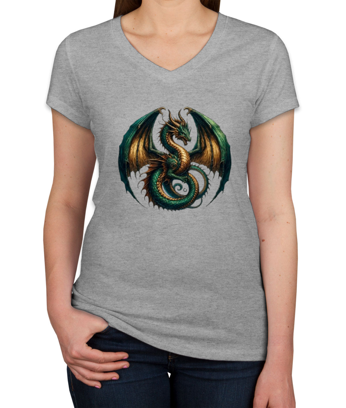 Fantasy Dragon Women's V Neck T-shirt