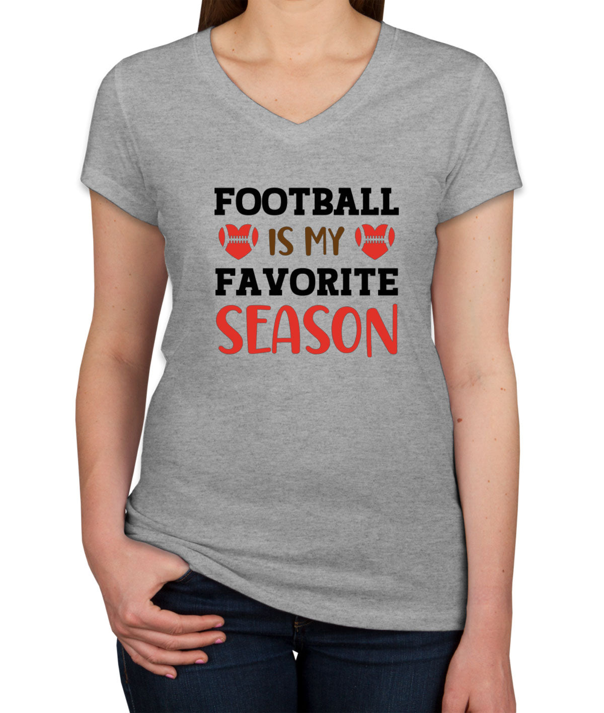 Footbal Is My Favorite Season Women's V Neck T-shirt