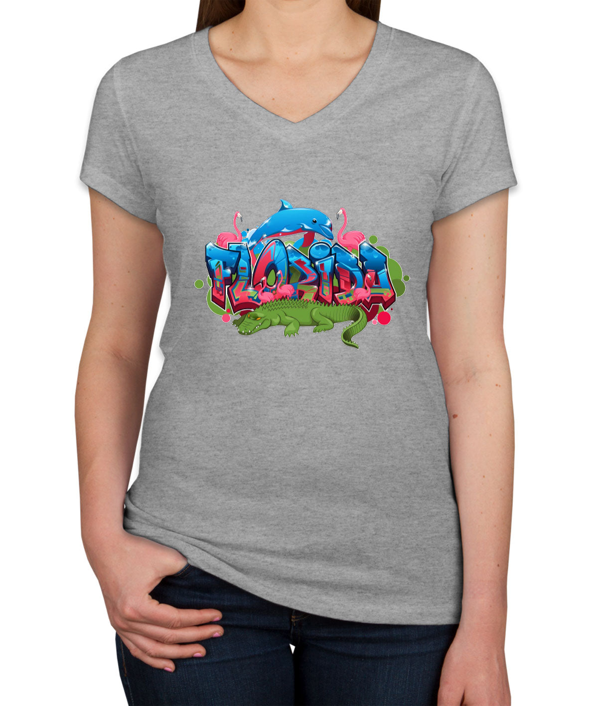 Florida Graffiti Women's V Neck T-shirt