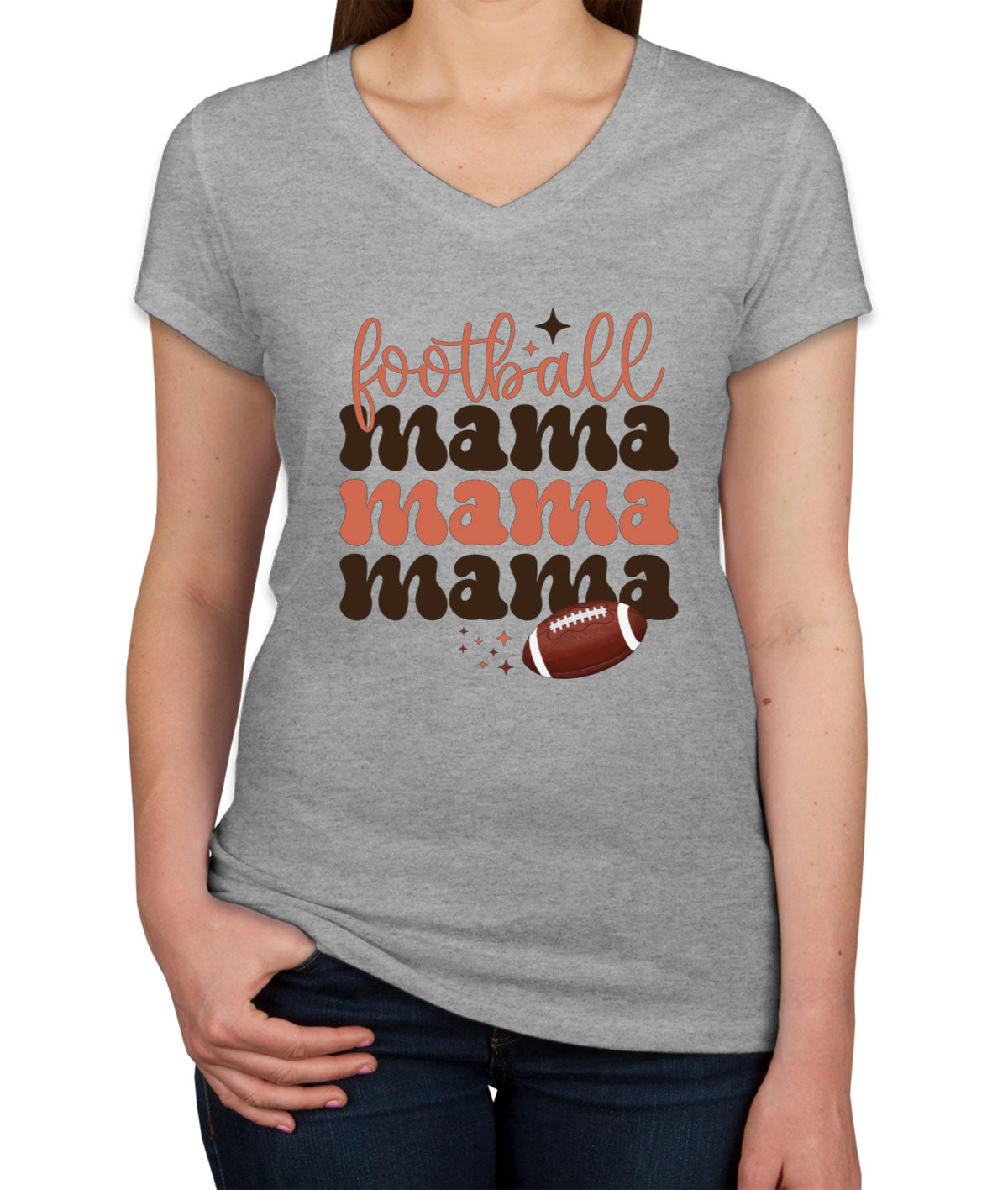 Football Mama Women's V Neck T-shirt