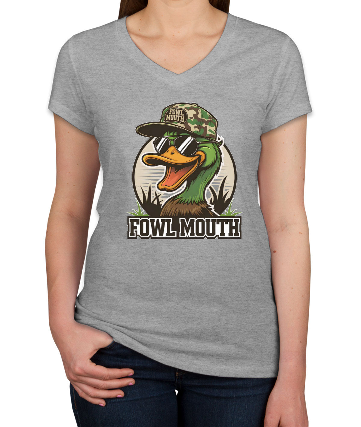 Fowl Mouth Duck Hunting Women's V Neck T-shirt