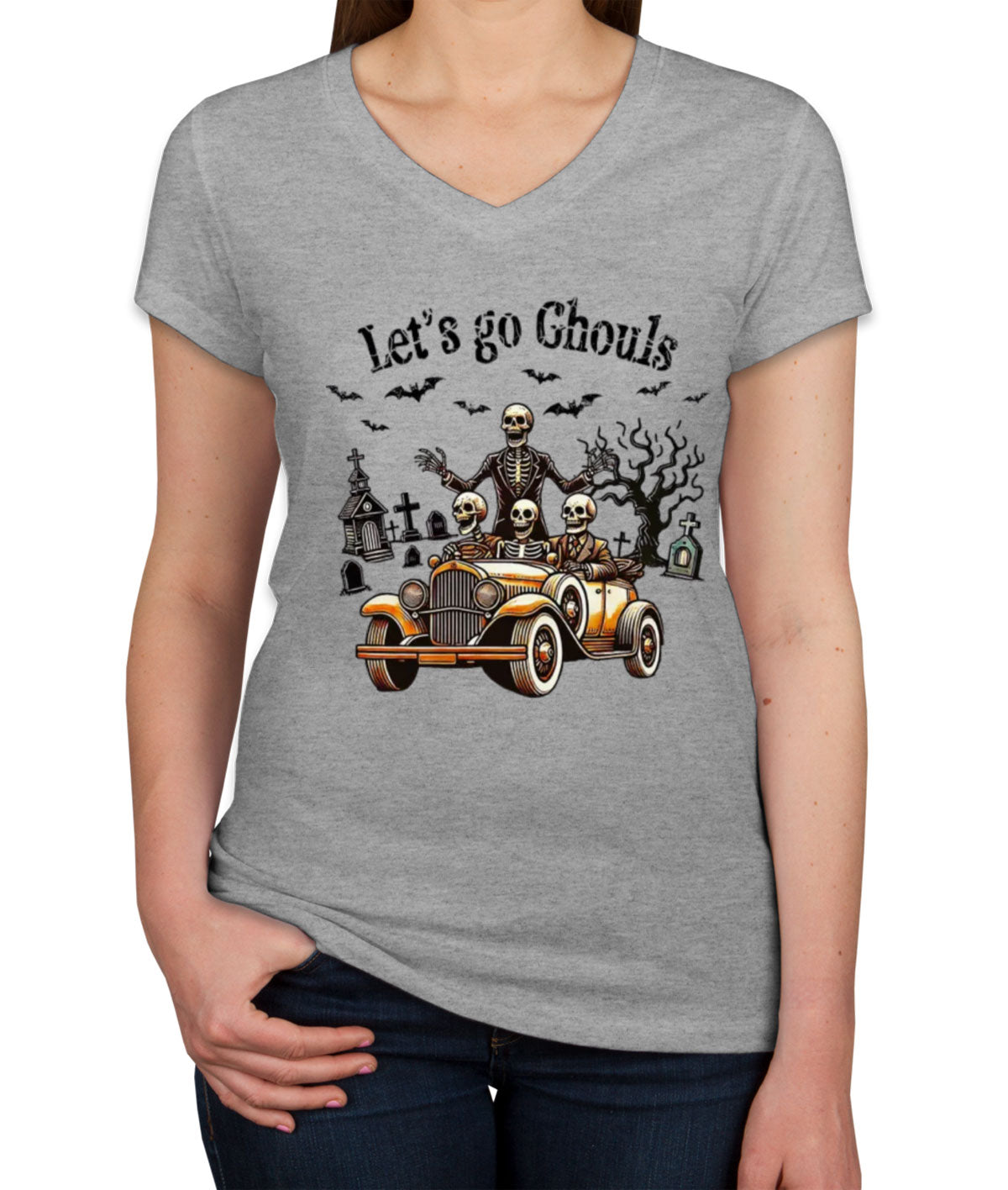 Let's go Ghouls Halloween Women's V Neck T-shirt