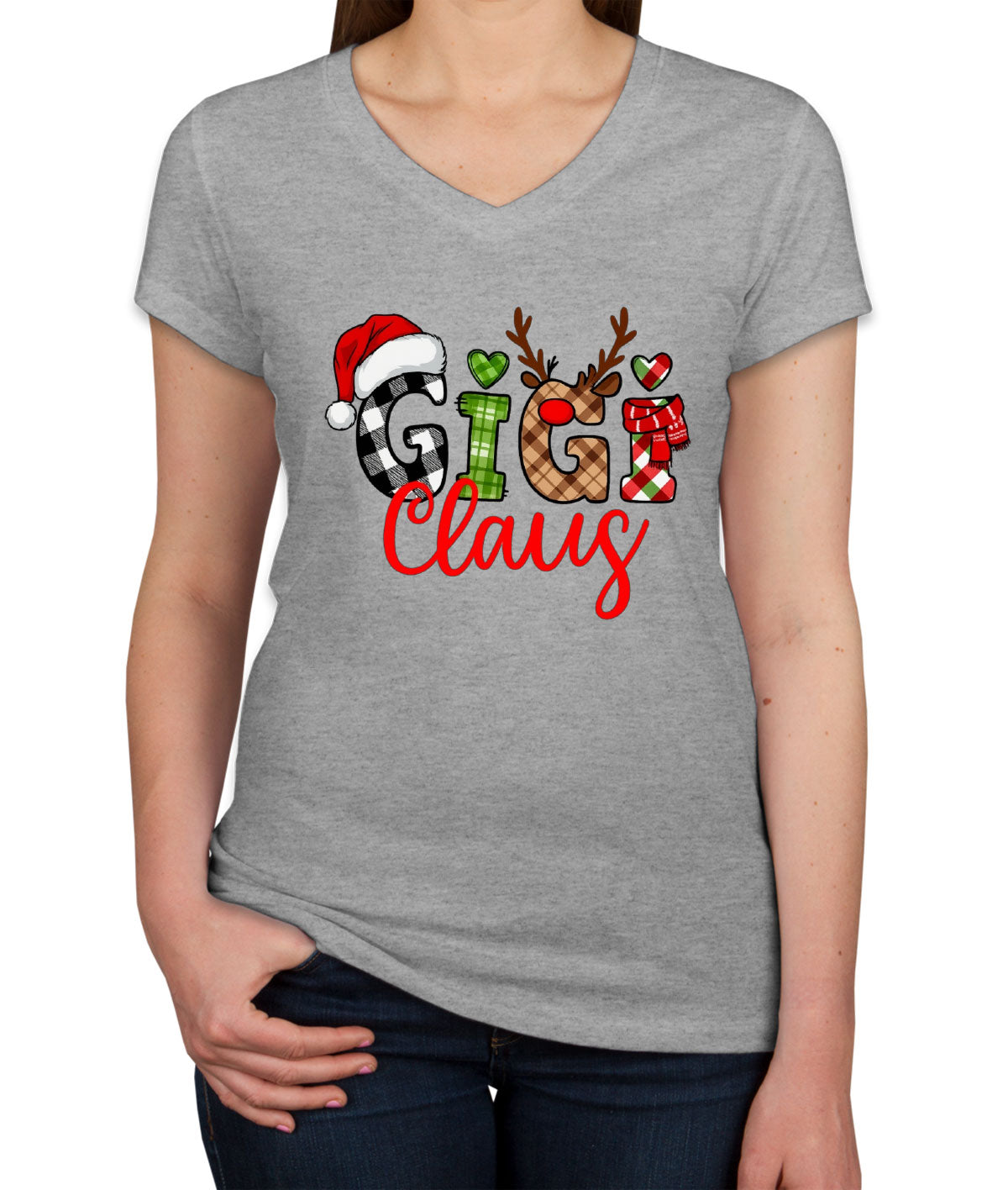 Gigi Claus Christmas Women's V Neck T-shirt