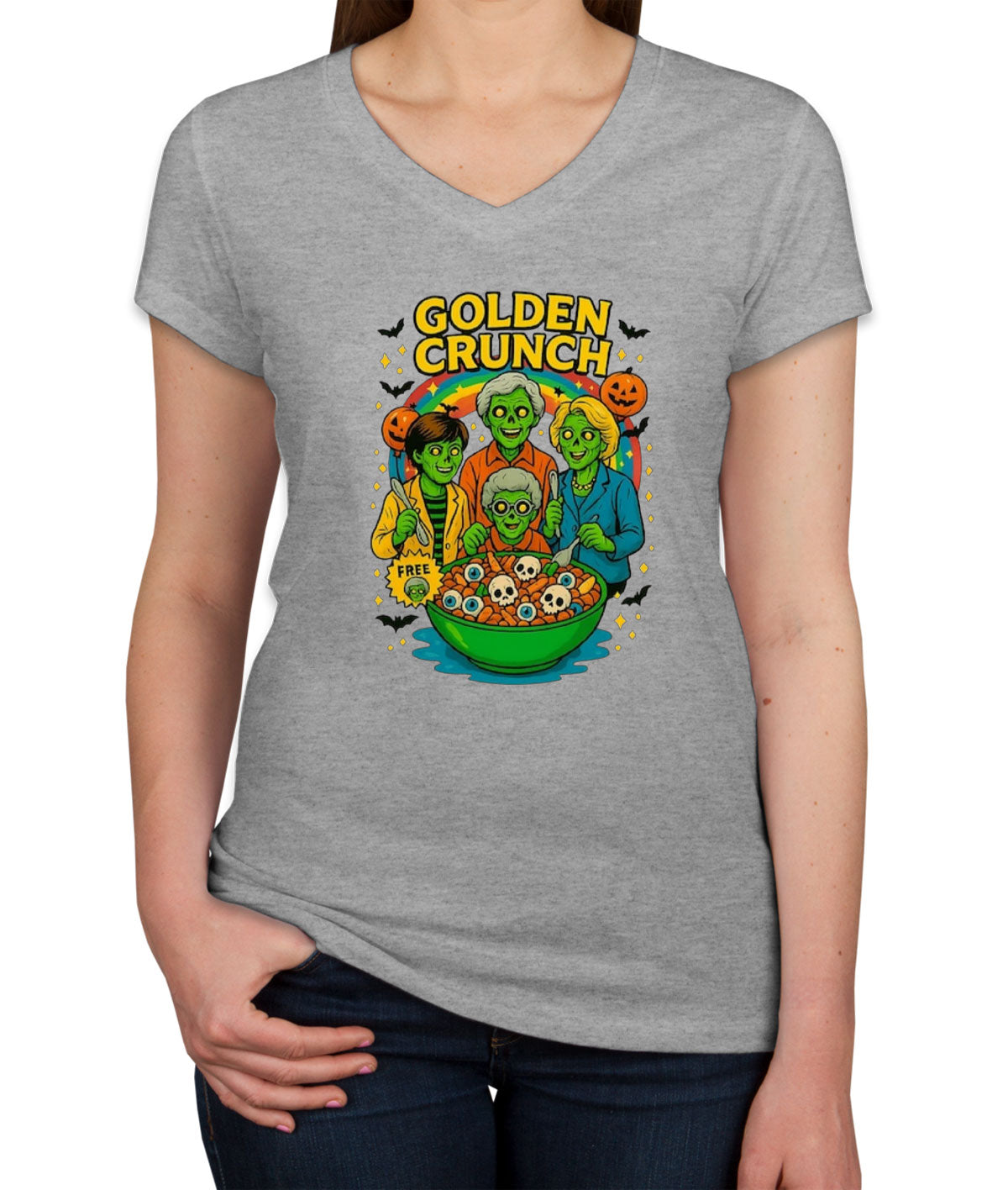Golden Crunch Halloween Women's V Neck T-shirt
