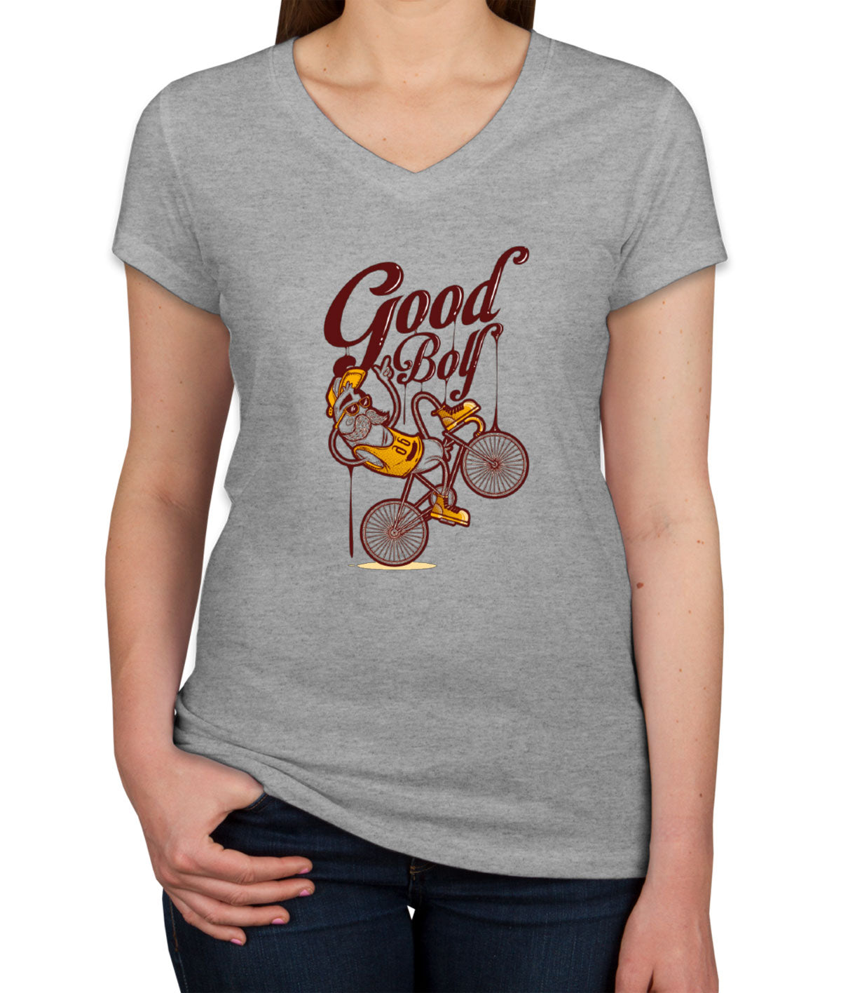 Good Boy Banana Women's V Neck T-shirt