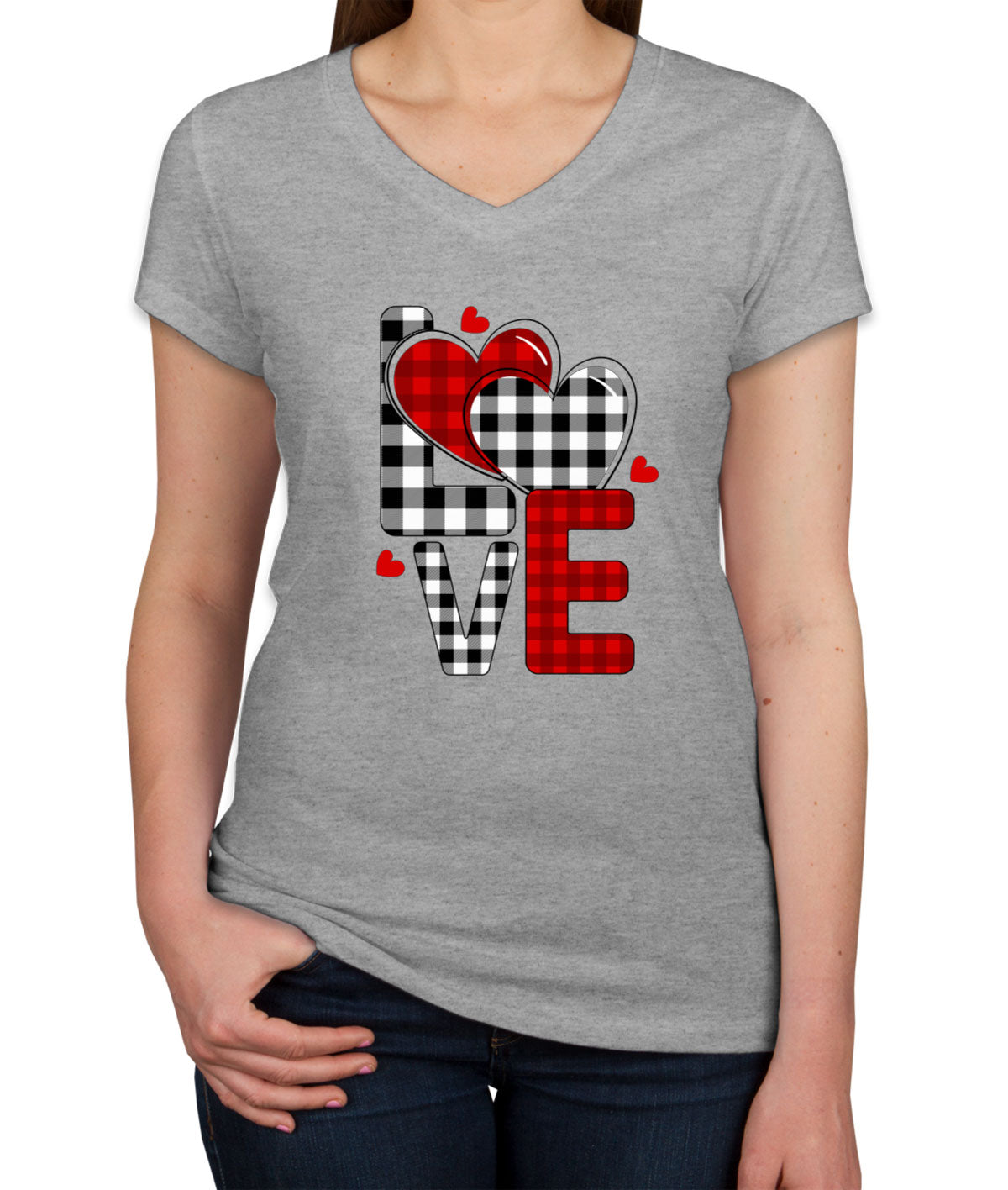 Love Heart Valentine's Day Women's V Neck T-shirt