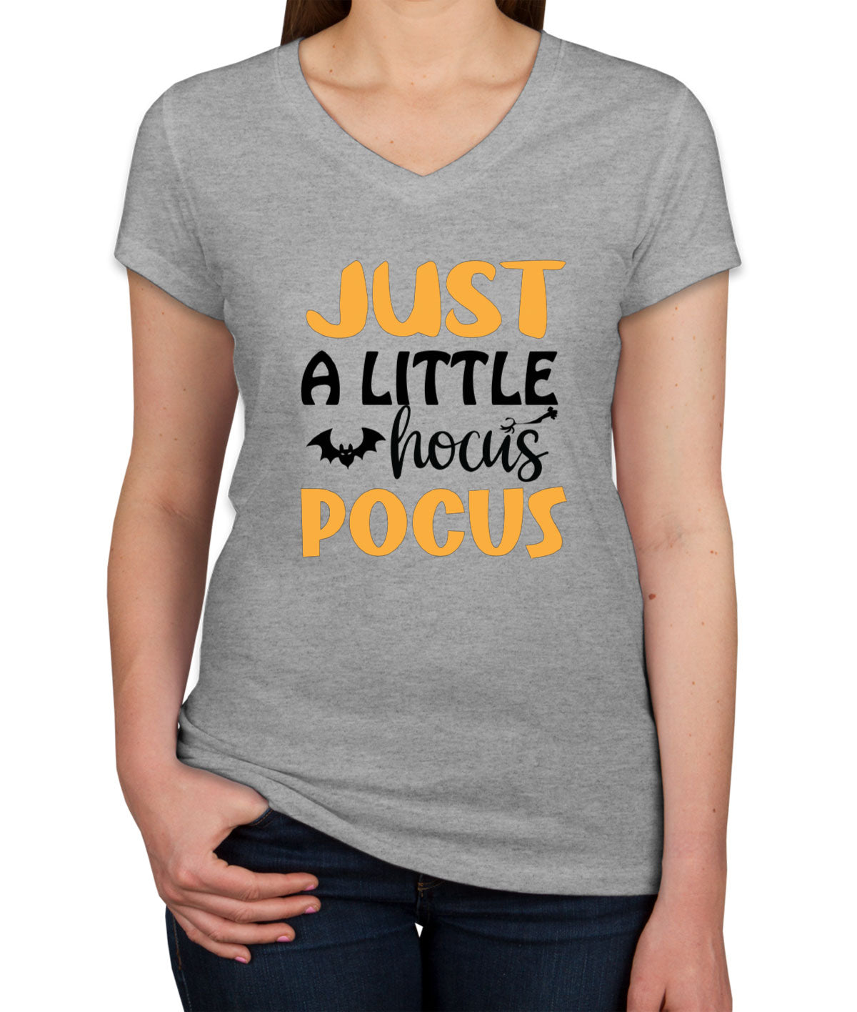 Just A Little Hocus Pocus Halloween Women's V Neck T-shirt