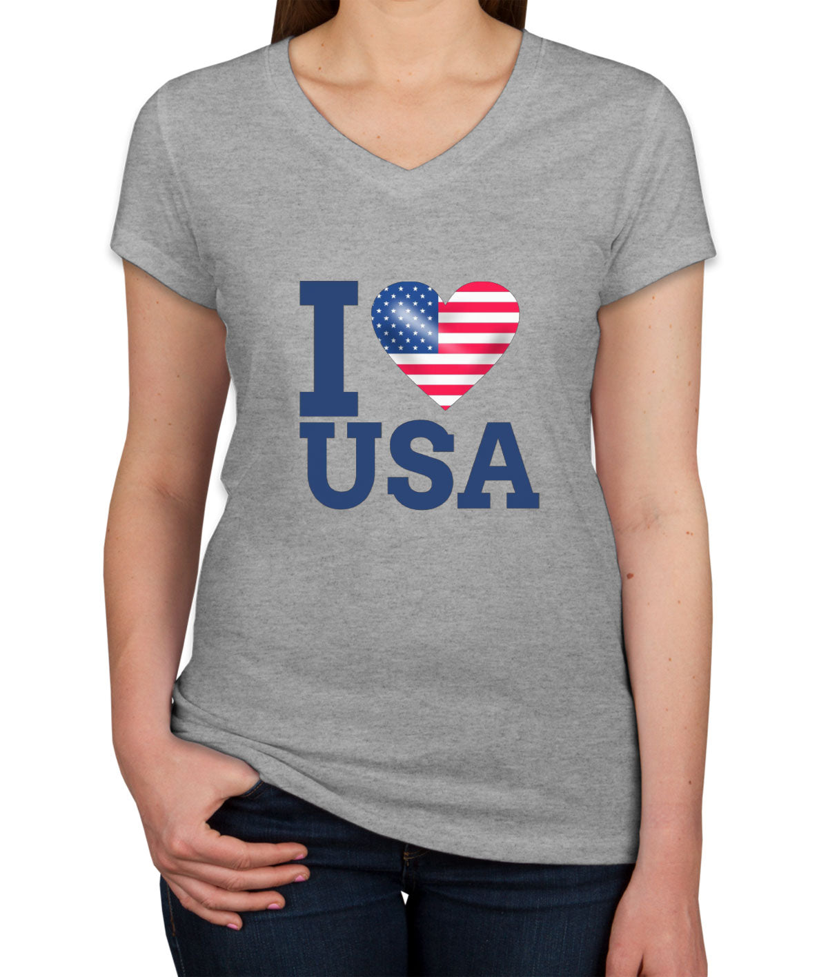 I Love USA Women's V Neck T-shirt