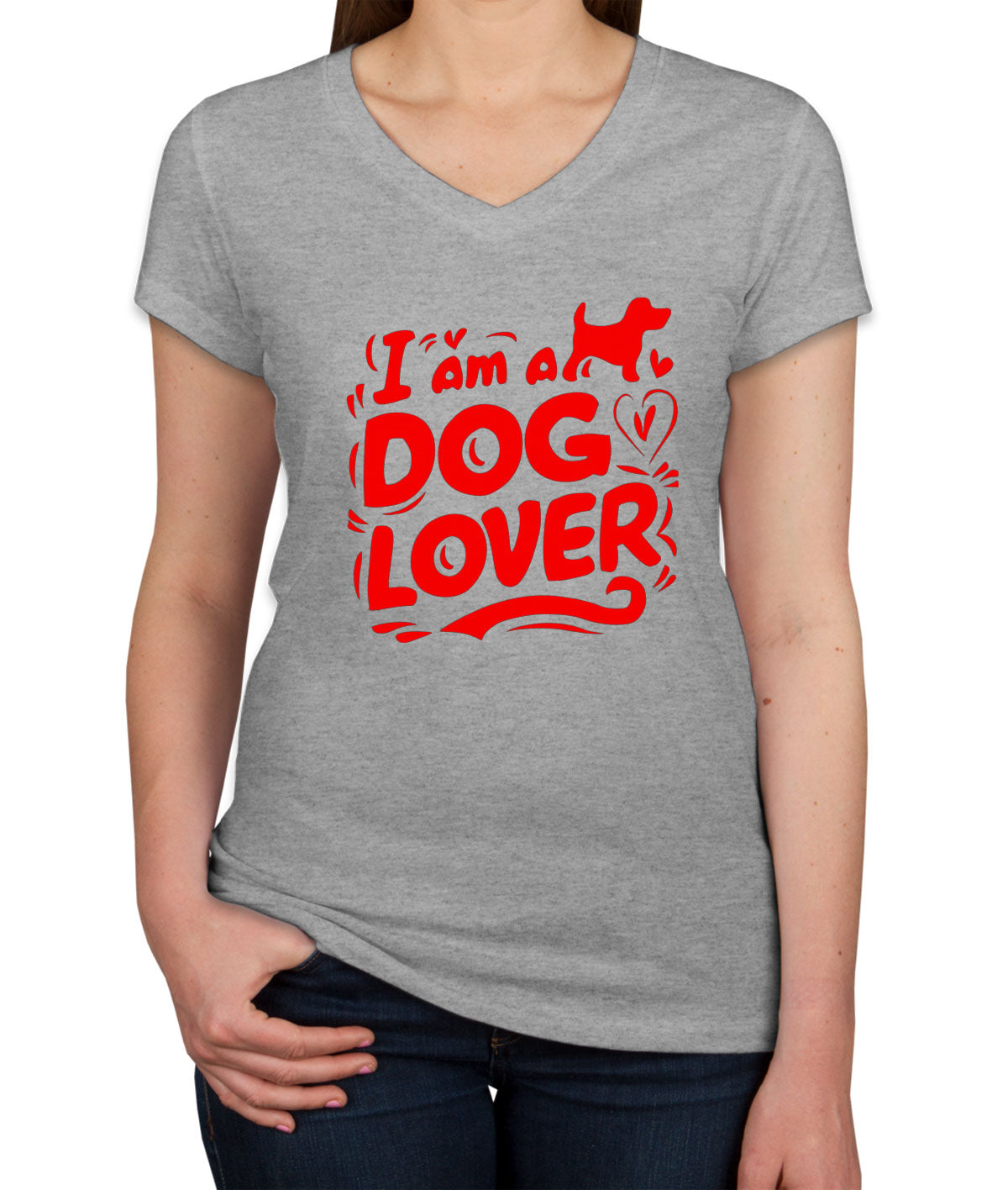 I Am A Dog Lover Women's V Neck T-shirt