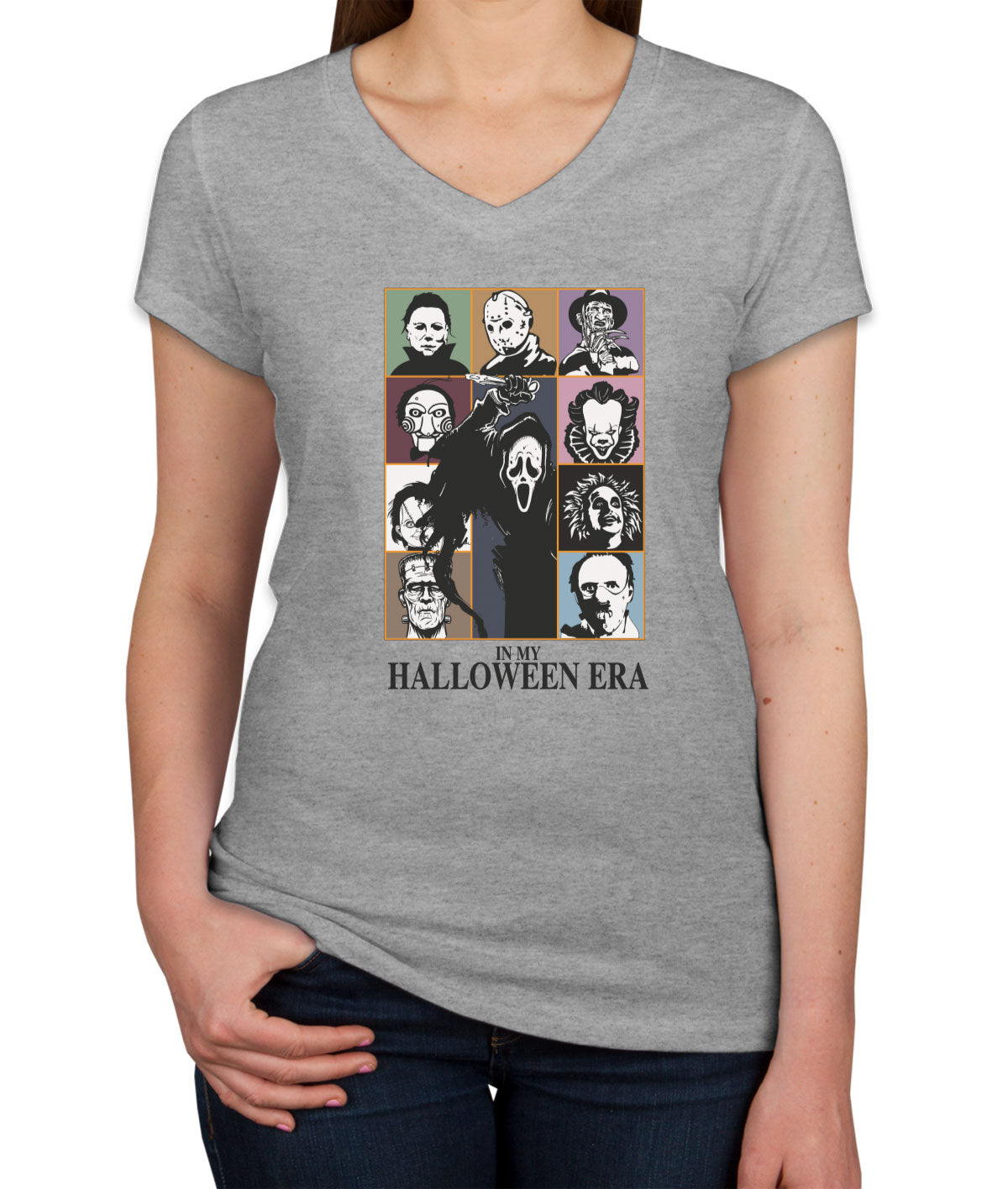 In My Halloween Era Horror Movie Characters Women's V Neck T-shirt