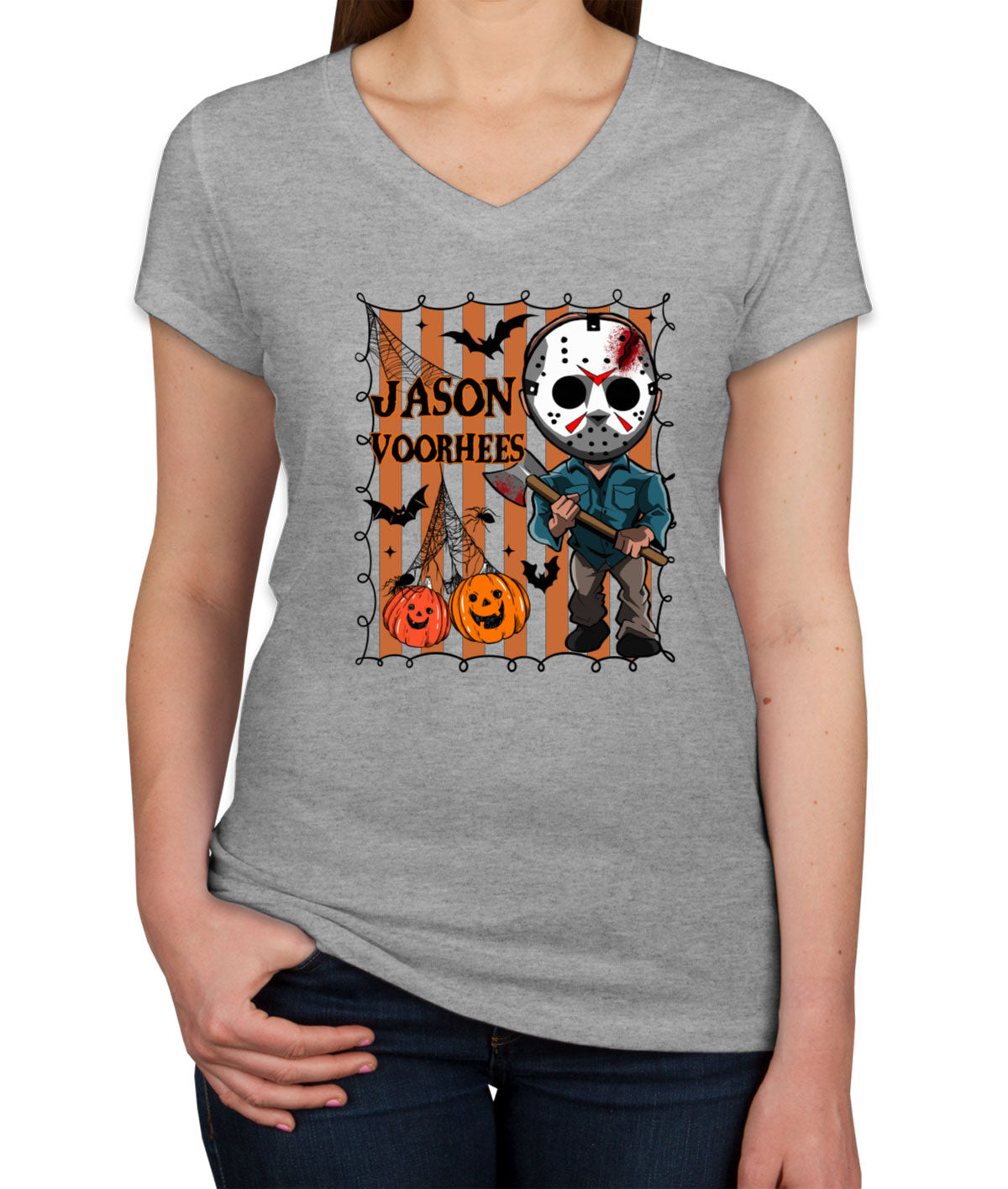 Jason Horror Movie Character Halloween Women's V Neck T-shirt